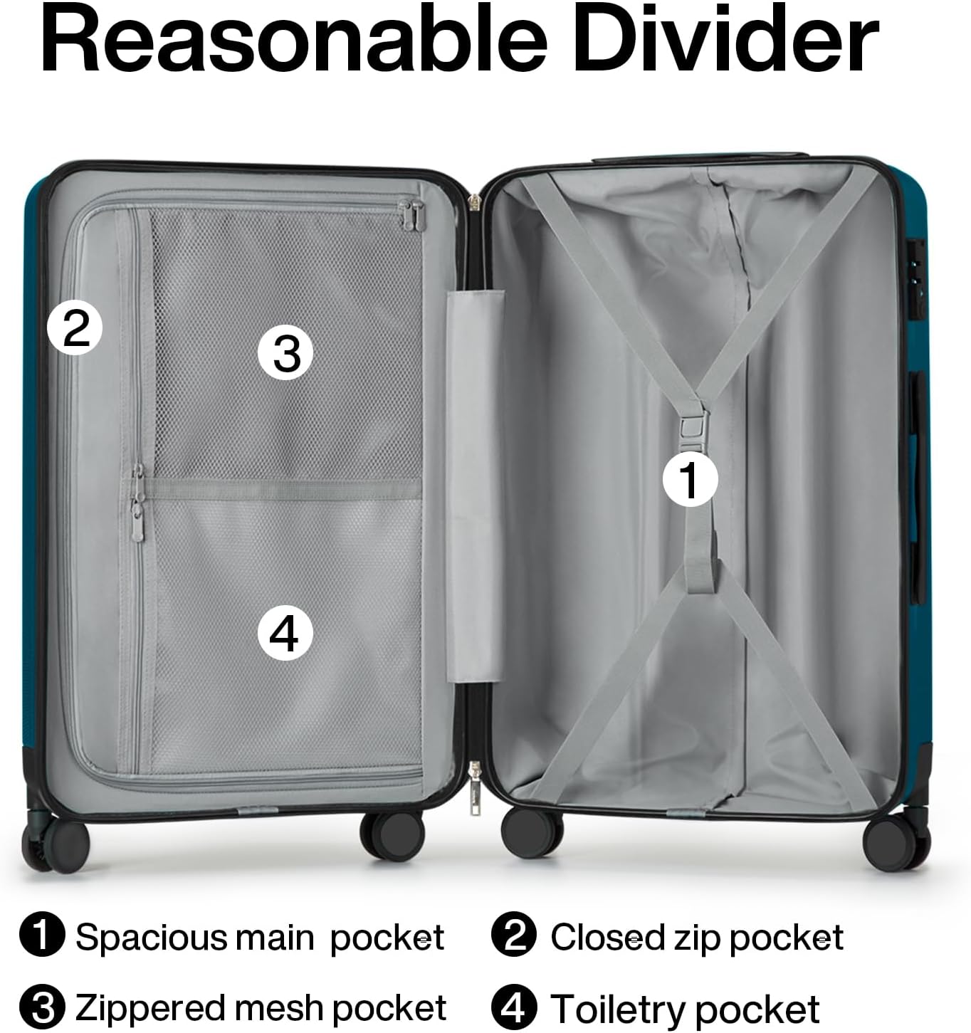 Hanke 29 Inch Luggage Suitcases With Spinner Wheels Lightweight PC hardside Rolling Suitcase With Travel Lock, Checked-Large 29-Inch Christmas Gifts for Birthday(Caribbean Blue)