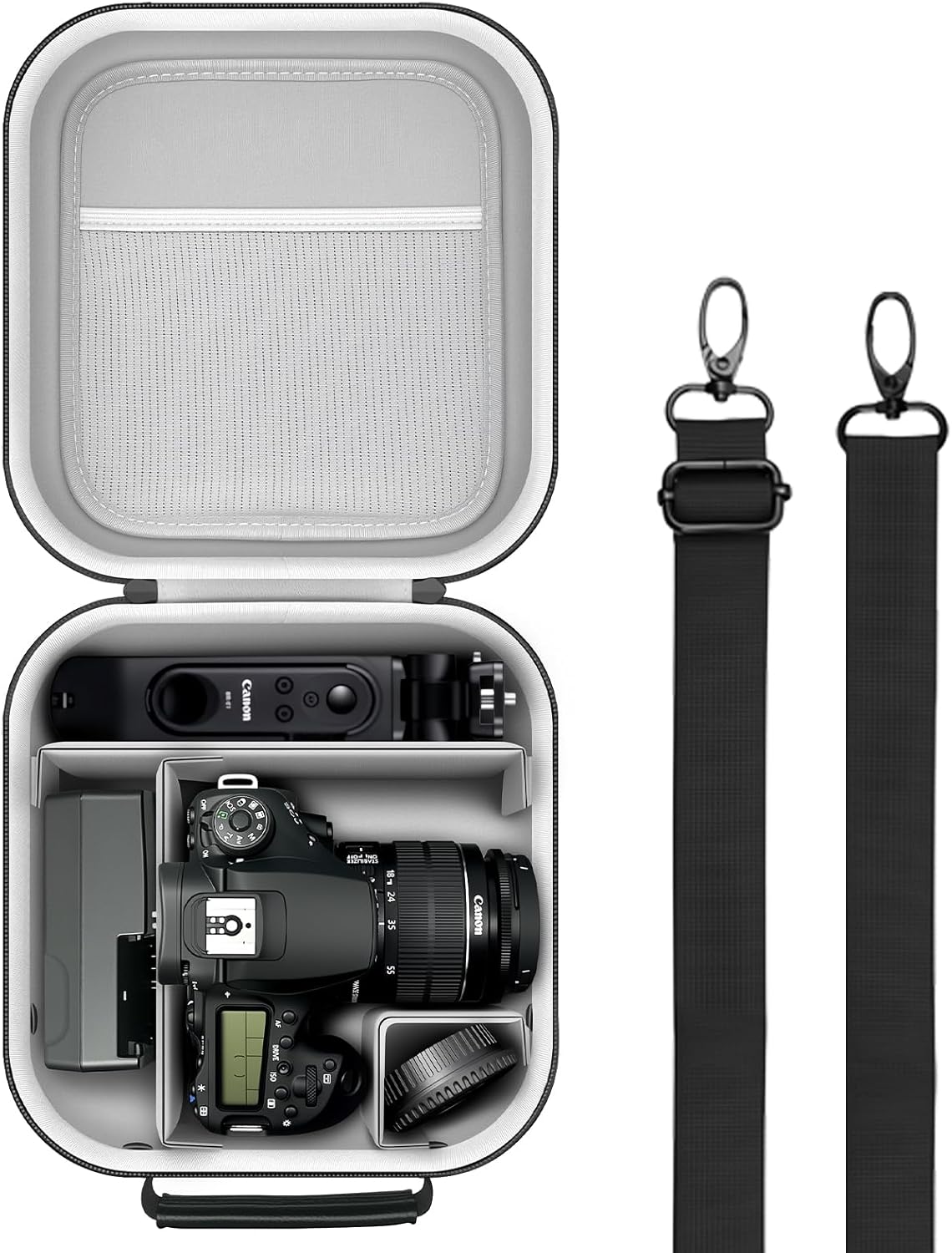 Krypthos Travel Camera Storage Case Compatible with Canon EOS Rebel T7/ R100/ R50/ 90D/ 2000D Nikon D7100/ D7500 Sony Alpha ZV-E10, Camera Protective Storage Holder Organizer Bag Carrying Bag