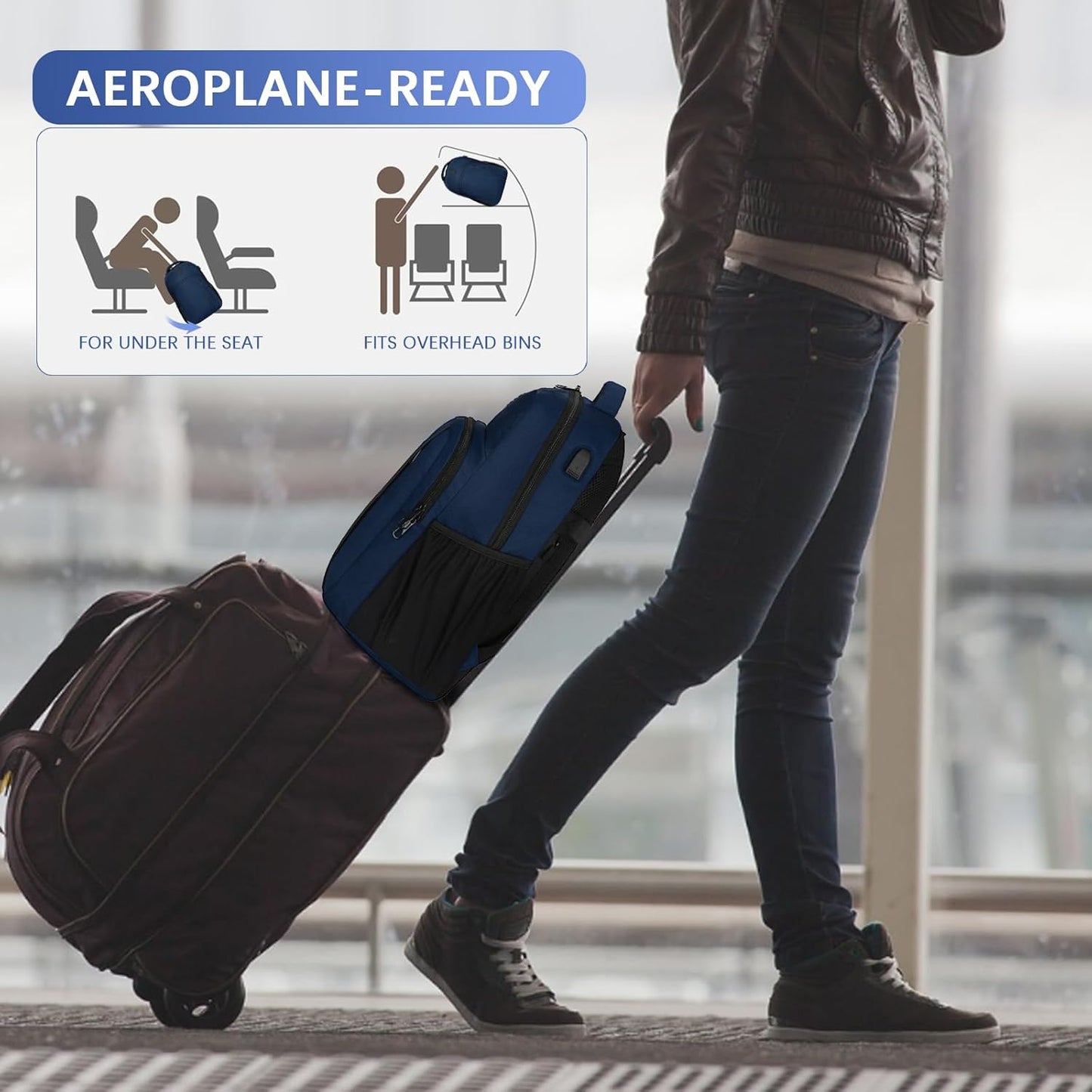 LARIPOP Extra Large Backpack,17.3 Inch Business Laptop backpack for Men Women with USB Charging Port,Water-Resistant Laptopack Weekender Daypack for Work College Computer