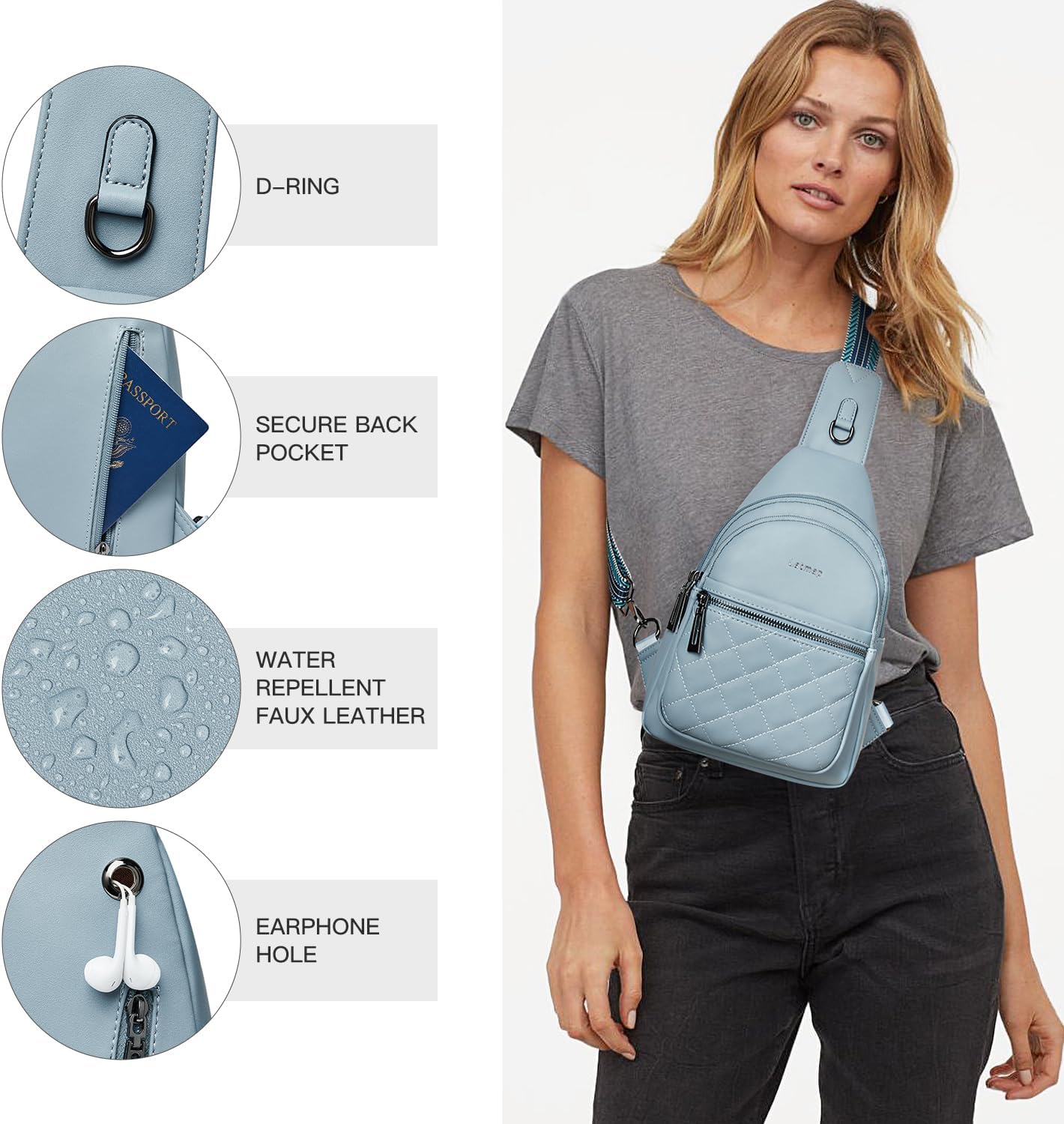 Sling Bag For Women Fanny Pack Crossbody Travel Shoulder Belt Bags Tote Backpack Purse Faux Leather