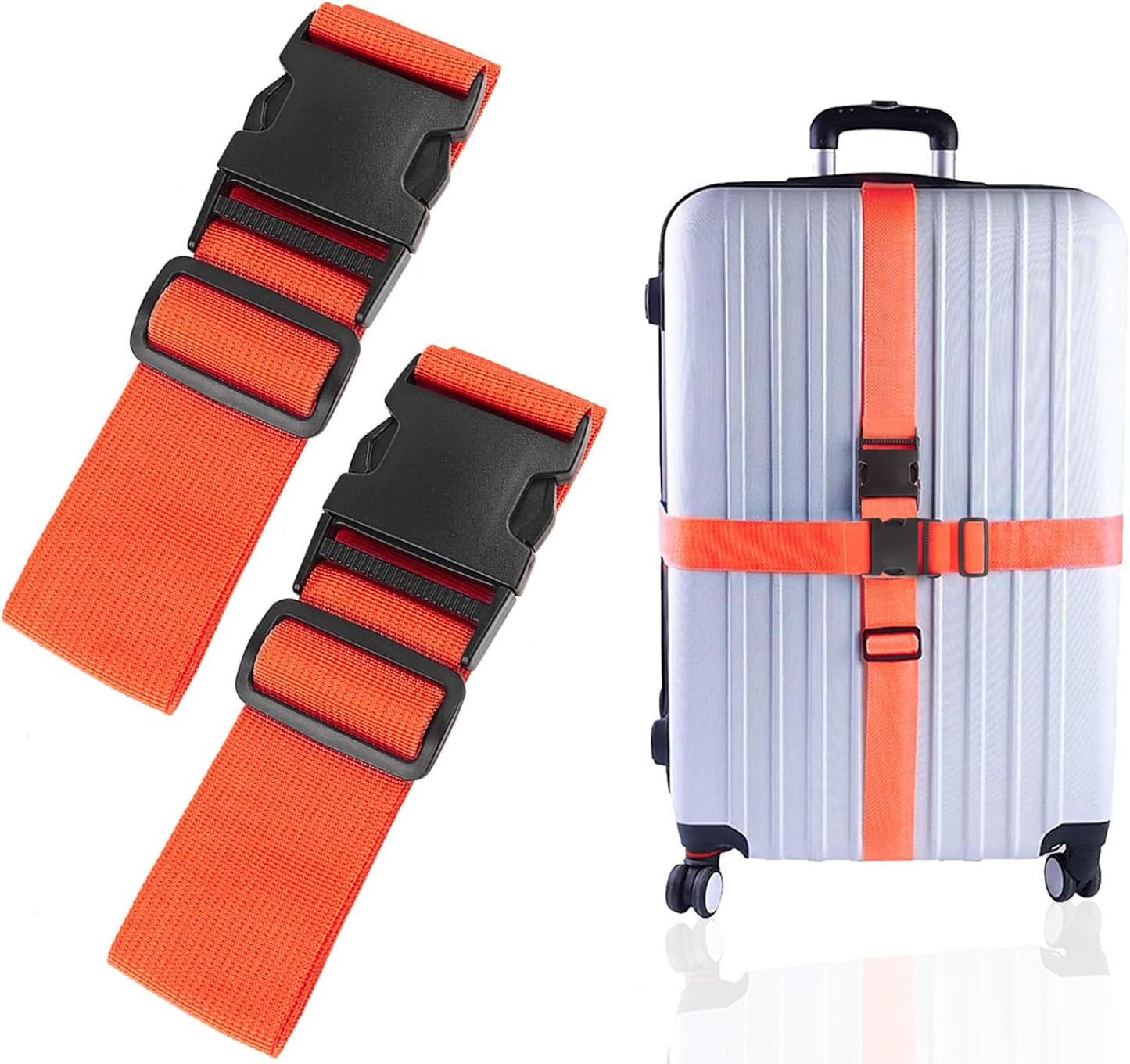 2Pcs Luggage Straps for Suitcase Travel Accessories TSA Approved, 80In Long Belts to Keep Your Suitcase Secure, Adjustable Bag Straps with Quick-Release Buckle for Travel Bag Closure, Orange