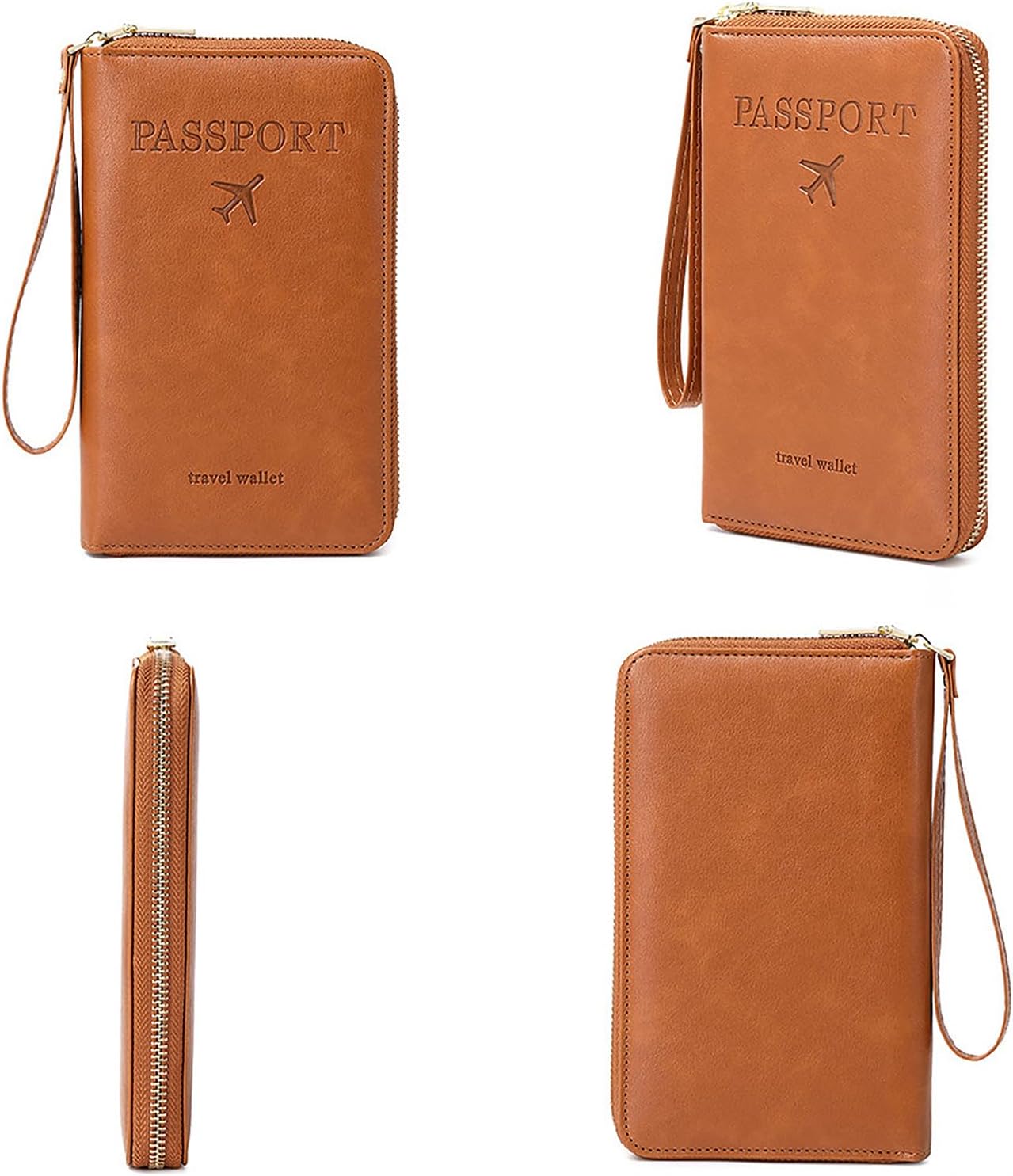 Rowgins Rfid Blocking Passport Holder Wallet, Rowgins Rfid Passport Holder with Zipper, PU Leather PassportHolder for Travel (GRAY)