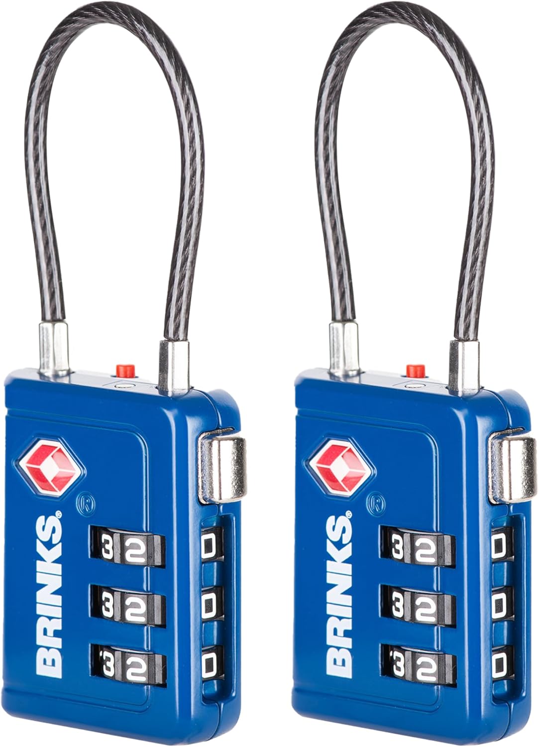 Brinks TSA Accepted Indicator Luggage Lock, Blue - Ressetable Combination, New More Secure TSA008 Key, 2 Pack