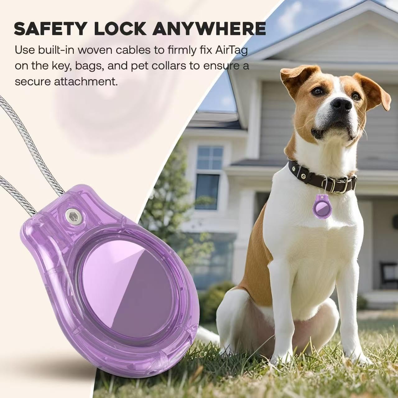 4 Pack Protect Case Compatible with Apple AirTag, Secure GPS Tracker Holder Waterproof with Wire Cable Shockproof & Anti-Theif Suitable for Keychain, Keys, Luggage, Bags and Kids Luggage (4 Pack)