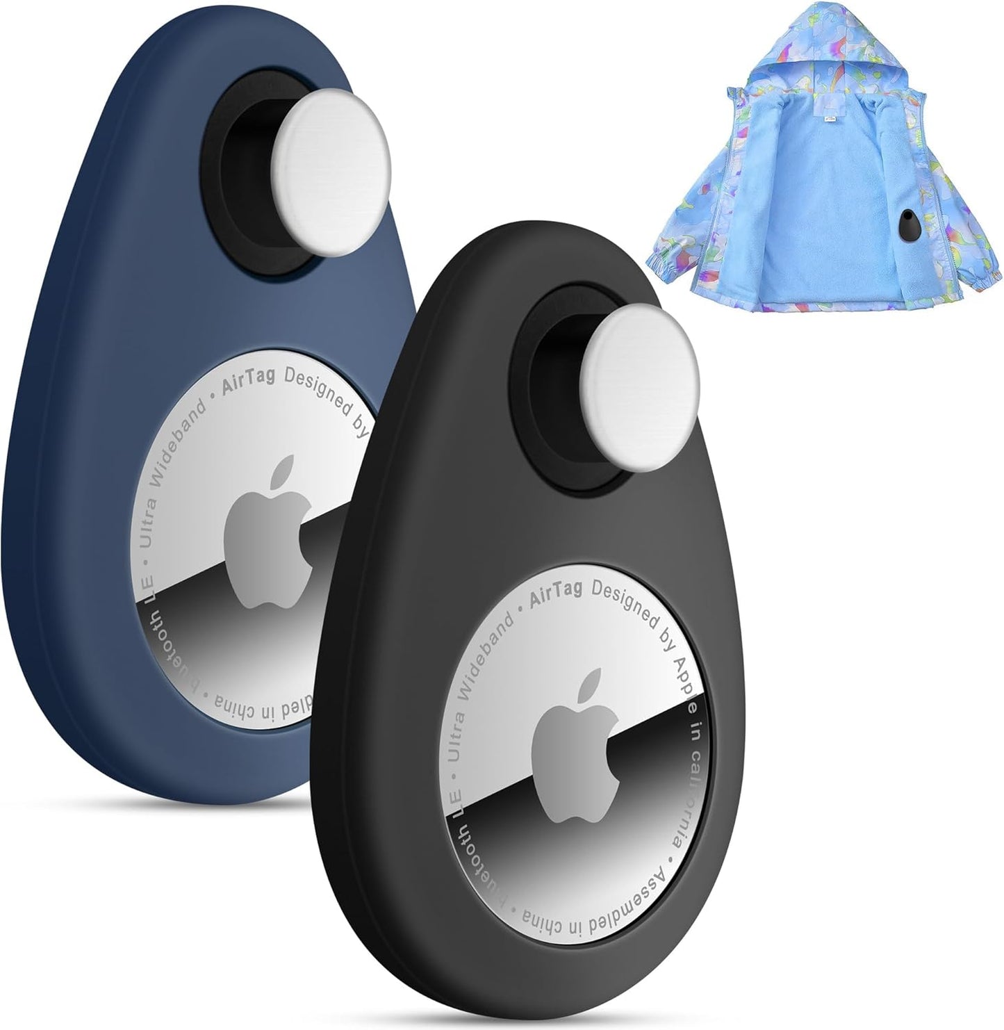 for Airtag Holder for Kids Hidden 2 Pack GPS Tracker Case, Anti-Removal Sercutiry Air Tag Case with Pins, GPS Cover Suitable for Children, Elderly, Pets, Backpack, Luggage (Blue&Black)