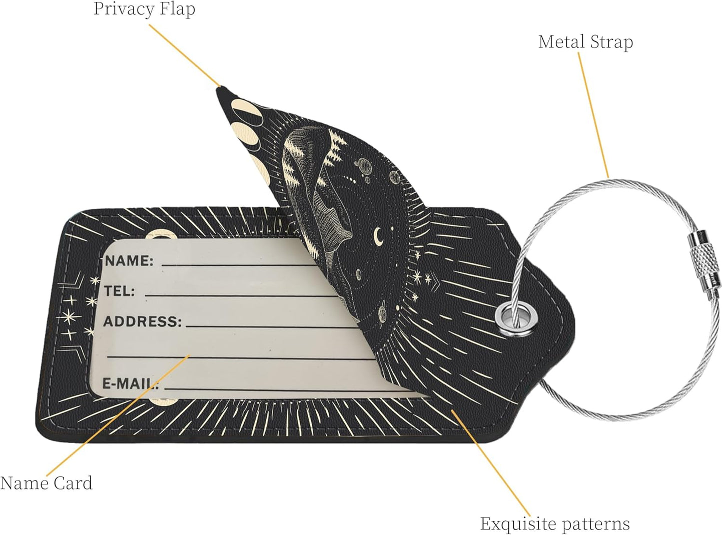 2 Pcs Luggage Tags for Suitcase, Cute Unique PU Leather Travel Bag Tag with Privacy Cover ID Label Address Card and Durable Metal Ring Suitable for Men Women Children Backpack,Mountain Range