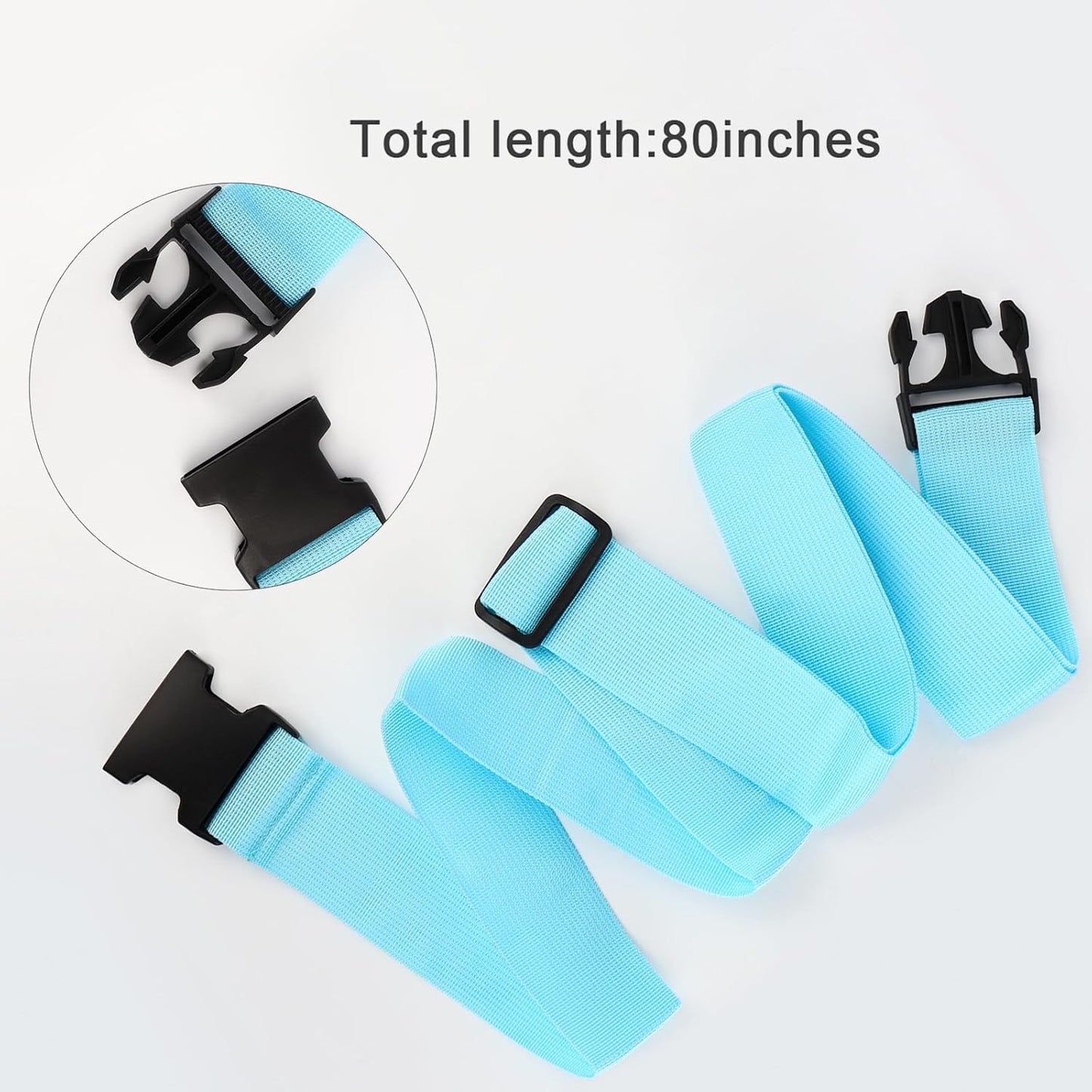 4Pcs Luggage Straps for Suitcase Travel Accessories TSA Approved, 80In Long Belts to Keep Your Suitcase Secure, Adjustable Bag Straps with Quick-Release Buckle for Travel Bag Closure, Light Blue