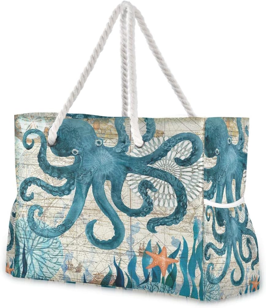 senya Large Beach Bags Totes Canvas Tote Shoulder Bag Soft Wave Water Resistant Bags for Gym Travel Daily Ocean