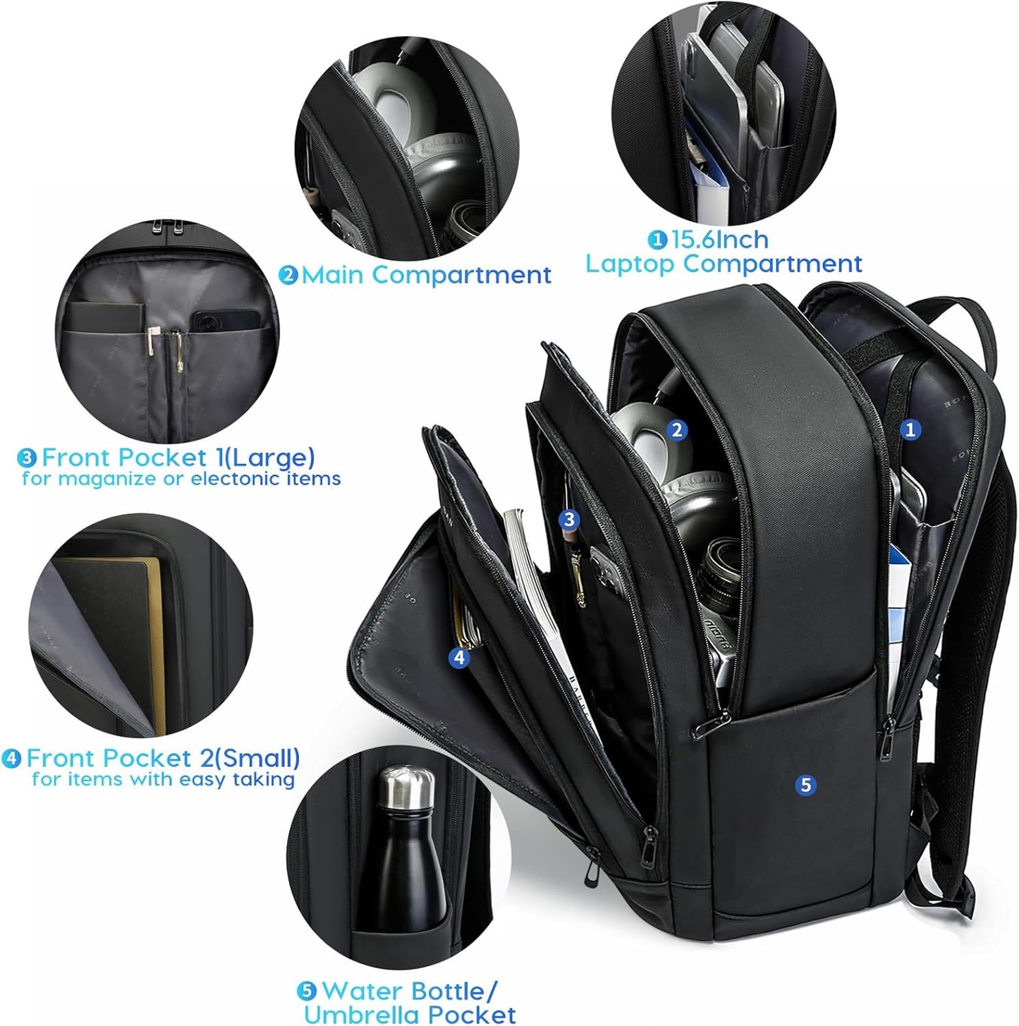 BANGE 28L Lightweight Backpack, 15.6-inch Laptop Travel Backpacks, Unisex Multifunctional Storage Pockets Business Commuter rucksack, Waterproof and Wear-resistant Outdoor Sports Leisure daypack