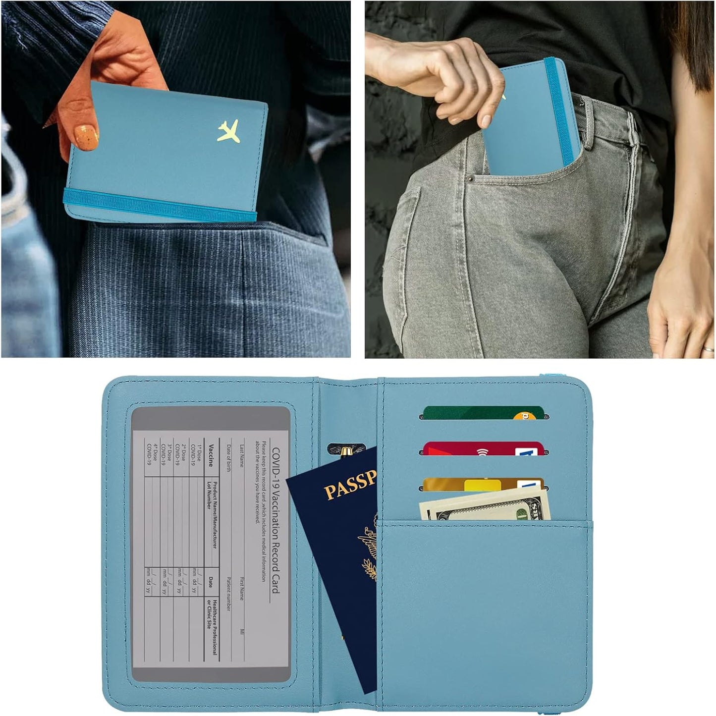 ZOPPEN Passport Holder Wallet, Passport Cover Travel Wallet Women Travel Essentials Accessories Document Organizer Travel Must Haves Rfid Blocking Cover Case for Women and Men, Blue