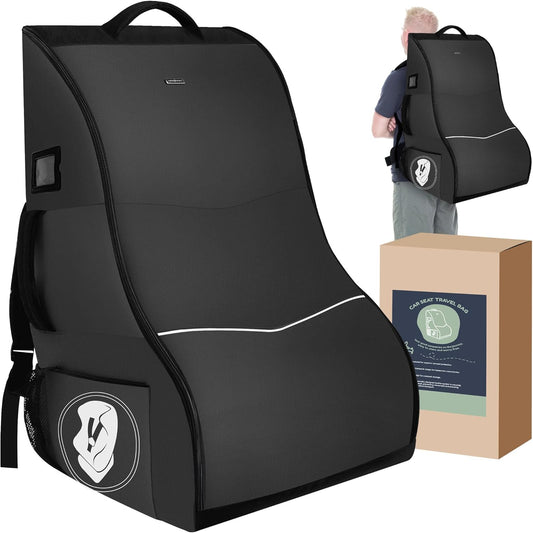 Padded Car Seat Travel Bag for Airplane – Waterproof Heavy Duty Carseat Backpack for Airport – Fits Infant, Convertible & Booster Seats – Airline Approved Travel Car Seat Cover