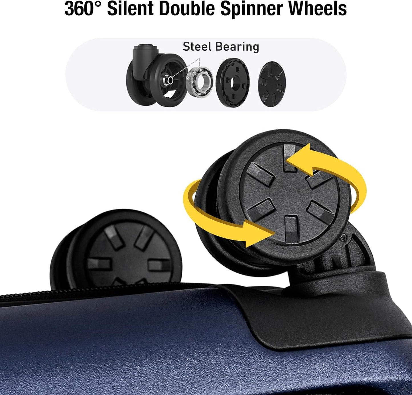 KYME 30-Inch Large Checked Luggage, 100% PC Hardside Suitcase with TSA Lock & Double Spinner Wheels, Durable Travel Hard Shell for Men & Women, Navy