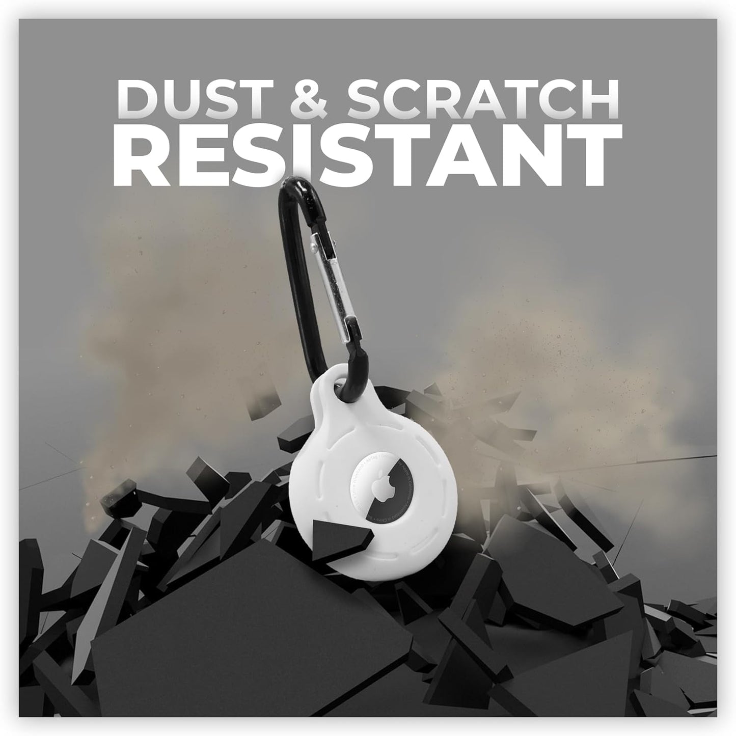 Airtag Holder and Keychain - 4 Pack Silicone Case Compatible with Apple Airtag (Orange, Teal, White, Pink)