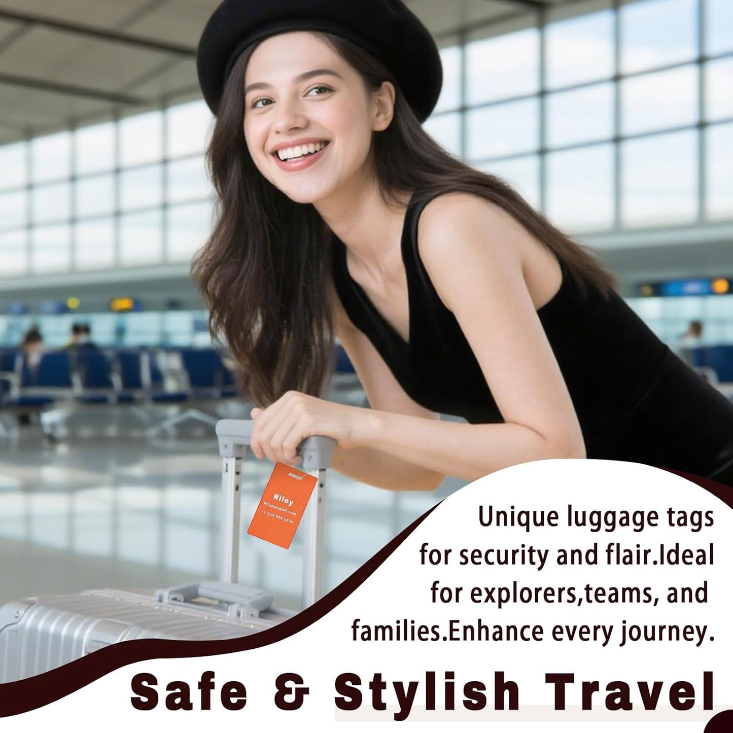 Custom Metal Luggage Tags for Suitcases Custom Engraved Aluminum Personalized Luggage Tags for Travel(Large,Green)