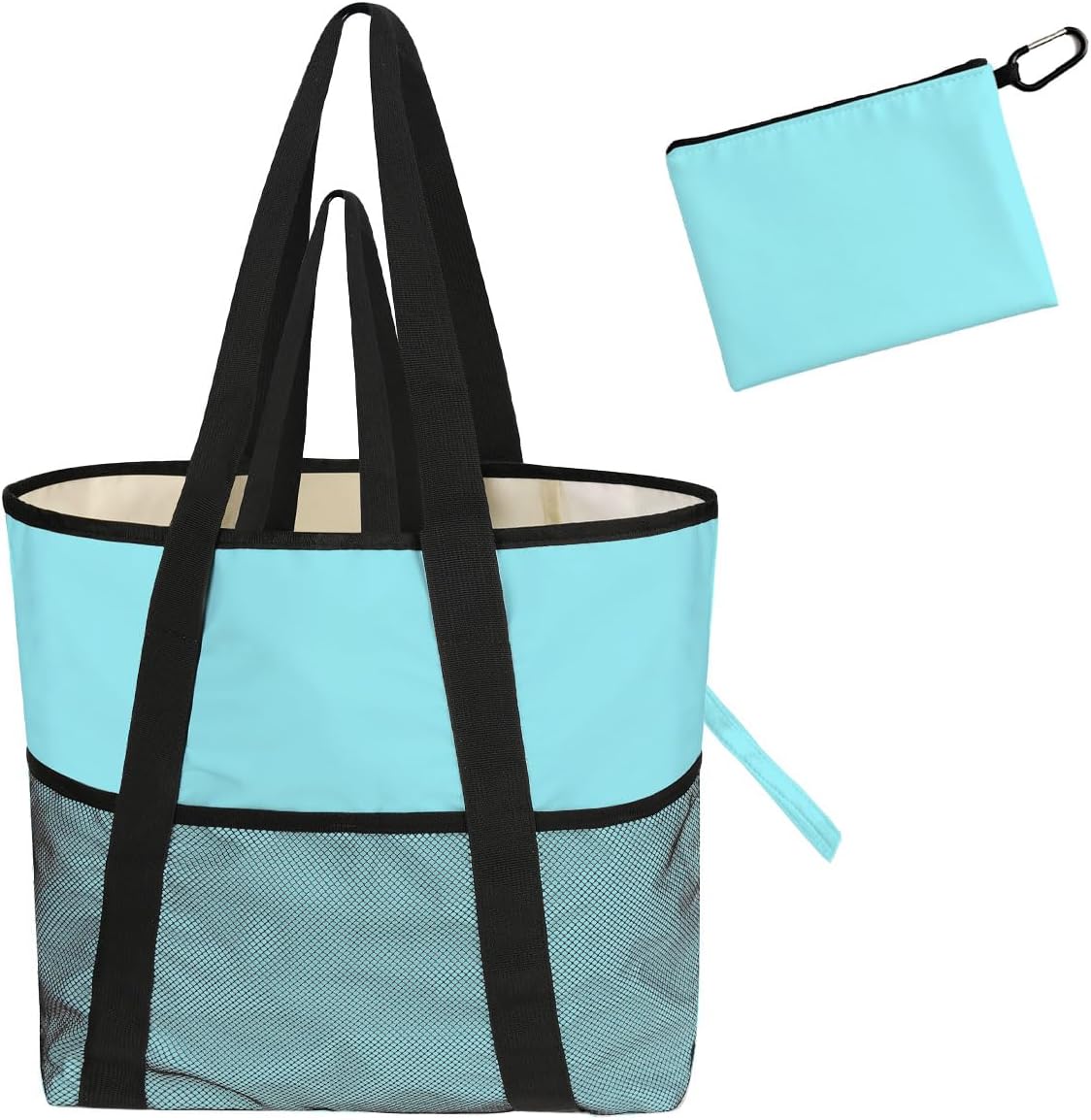 Sandproof Beach Bag with Zipper - 8-Pocket Waterproof Tote for Women & Family | Foldable Travel Swim Bag (Gift-Ready)