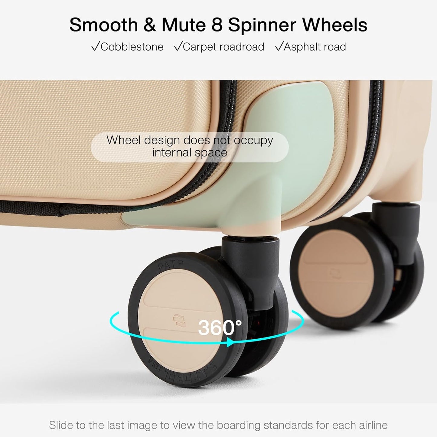 Hanke Grace Carry On Luggage with Wheels Airline Approved Hard Shell Suitcases with Front Pocket，Top Opening Luggage with TSA Lock for Short Business Travel， Cuban Sand.