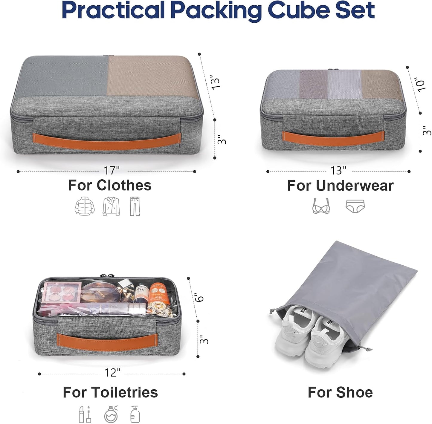 UKEIN Expandable Carry On Luggage 22x14x9 Airline Approved, 20Inch Softside Carry On Suitcase with Wheels & TSA Lock, Travel Suitcase with 4-Piece Packing Bags for Women Men (Grey, Carry on （20in）)