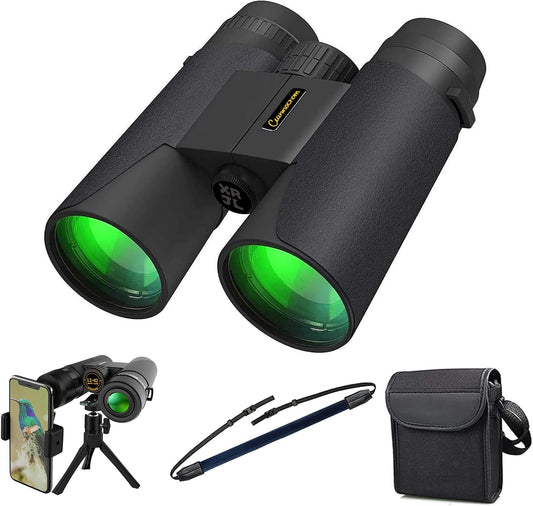 12x42 Binoculars for Adults High Powered with Phone Adapter,Build by Powerful Glasses Large View to Watch Football Games,a Travel,Hiking,Bird Watching,Survival and Hunting Gadgets for Men