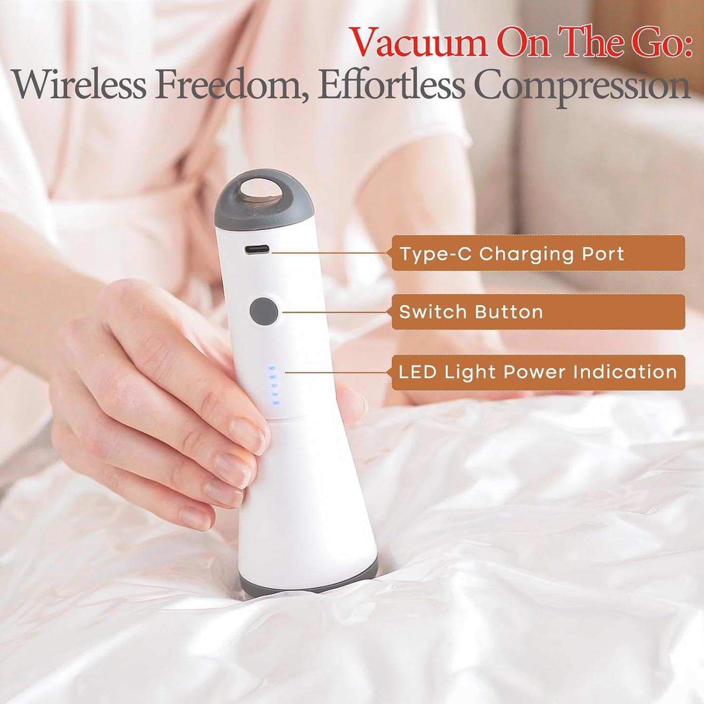 Vacuum Seal Bags for Clothing, 16 Pack Vacuum Storage Bags with Wireless Charging Air Pump(4J+4L+4M+4S), Space Saver Bags for Clothes Blanket Duvets Pillows Comforters Travel