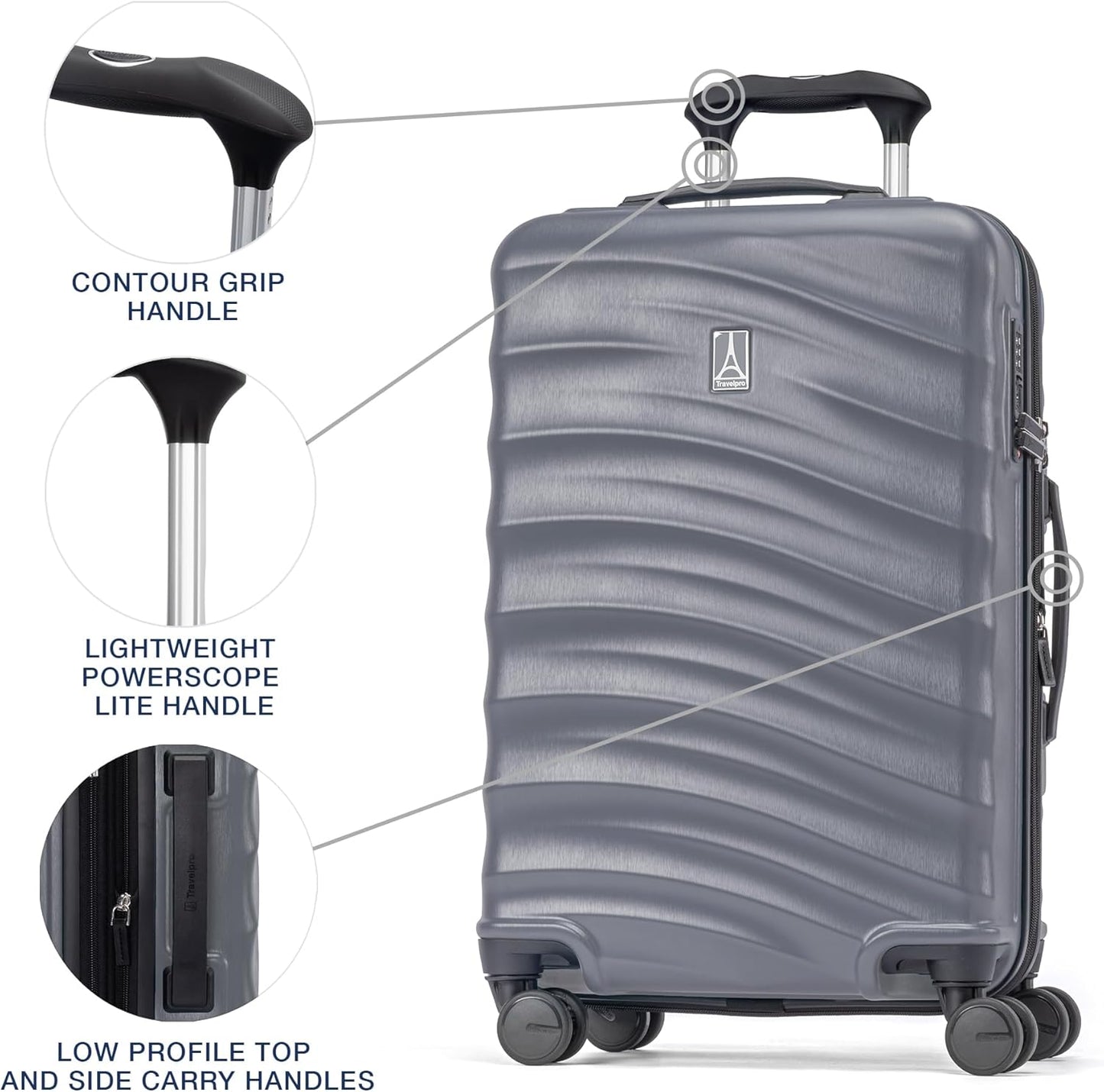 Travelpro Maxlite Air V2 Hardside Expandable Carry on Luggage, 8 Spinner Wheels, Lightweight Hard Shell Suitcase, TSA lock, Shadow Grey, Carry On 21-Inch