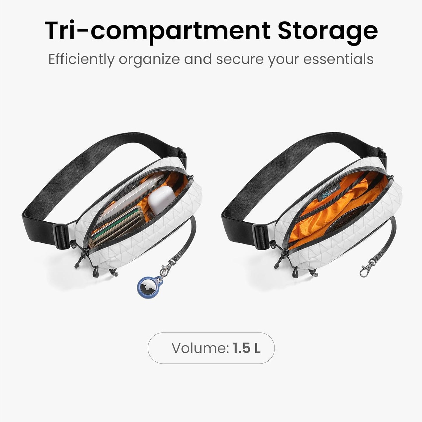 tomtoc 1.5L X-Pac Sling Bag with RFID Blocking, Crossbody Bag Minimalist Chest Shoulder Pack for Men/Women, Water-resistant Lightweight Casual Funny Pack for Travel, Daily Commute