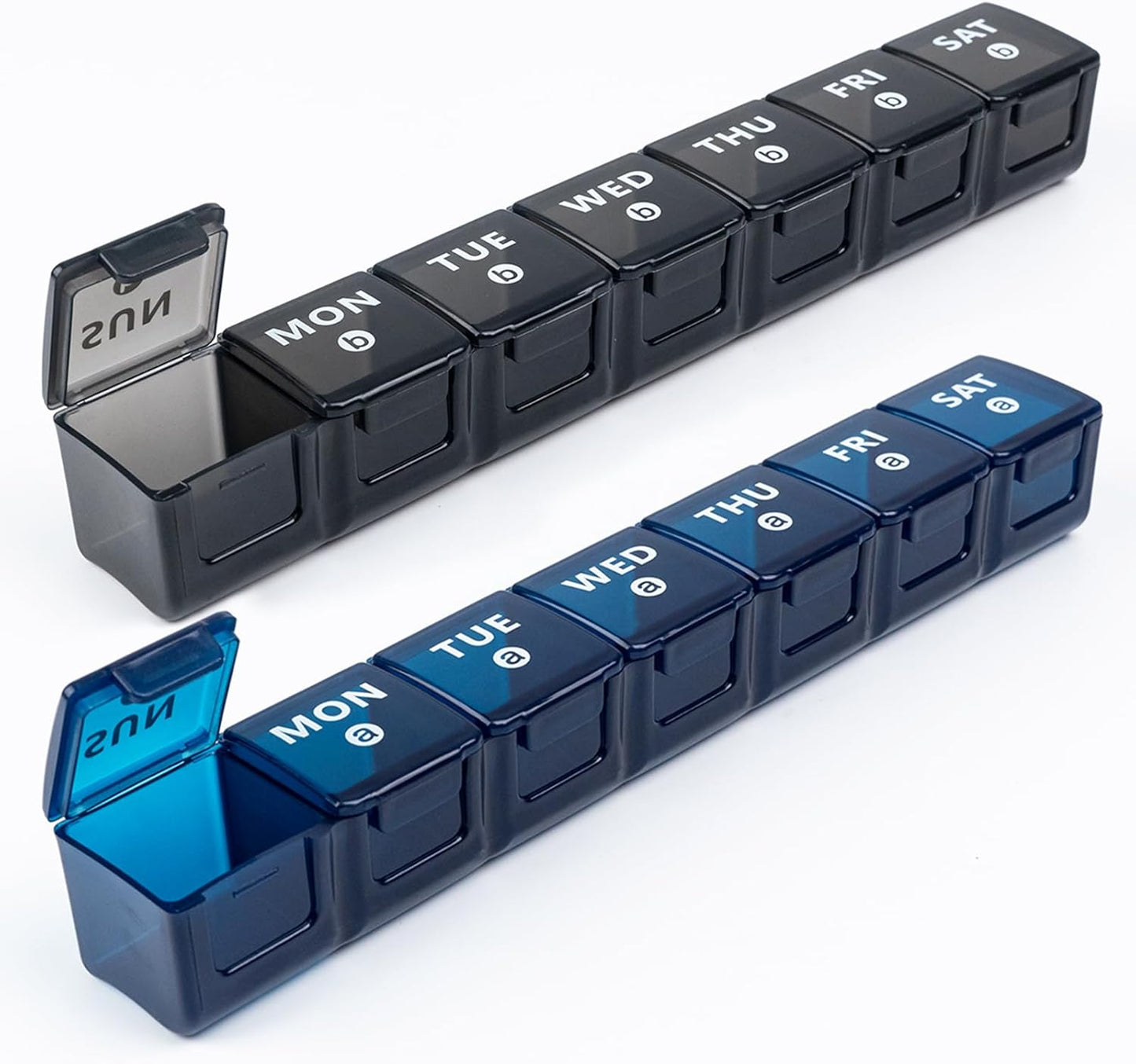 2-Pack Weekly Large Pill Organizer for Travel, 7 Day Pill Boxes and Organizer, Big Compartments Pill Case AM PM,14 Day XL Medication Organizer Dispenser for Fish Oils, Vitamin Holder Supplement