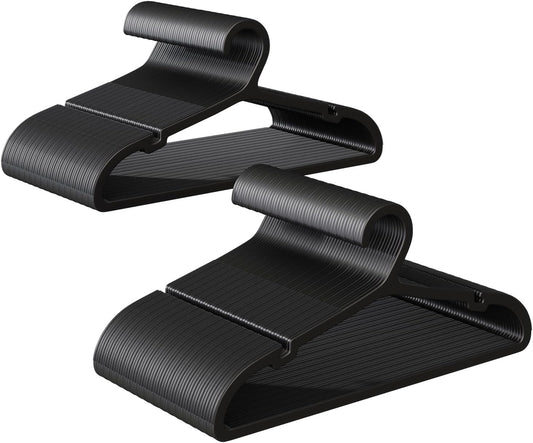 100 Pack Clothes Hangers, Non Slip Plastic Coat Hangers, Space Saving Hangers, Heavy Duty, Hanging Dry Wet Clothes, 16.4" x 8.3", Black, UAPY05100B