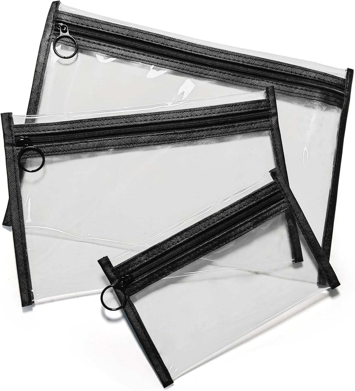 Clear Makeup Bags，small makeup bag,3pcs Makeup bag Hanging Pouches,mesh zipper pouch bags,purse organizer for Daily or Travel to Keep Small Items(Clear set)