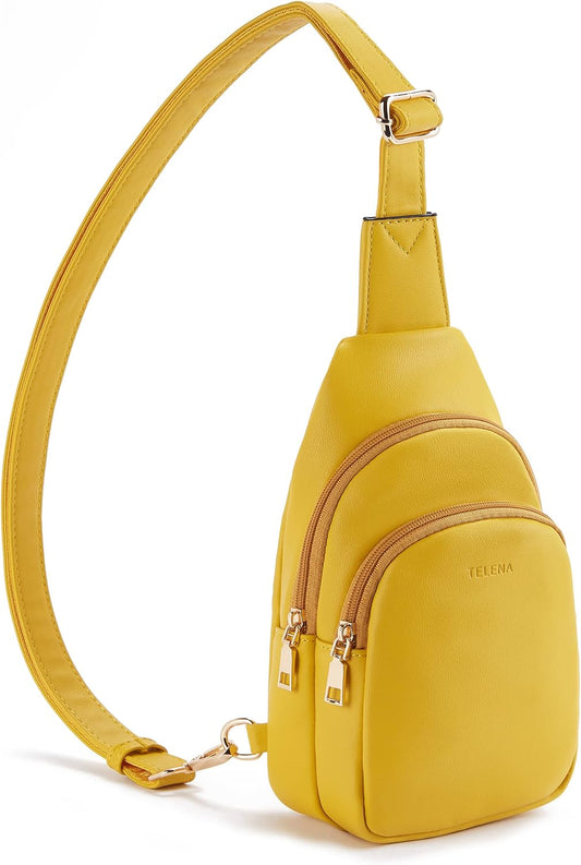 Telena Small Sling Bag for Women Leather Crossbody Fanny Packs Chest Bag for Women