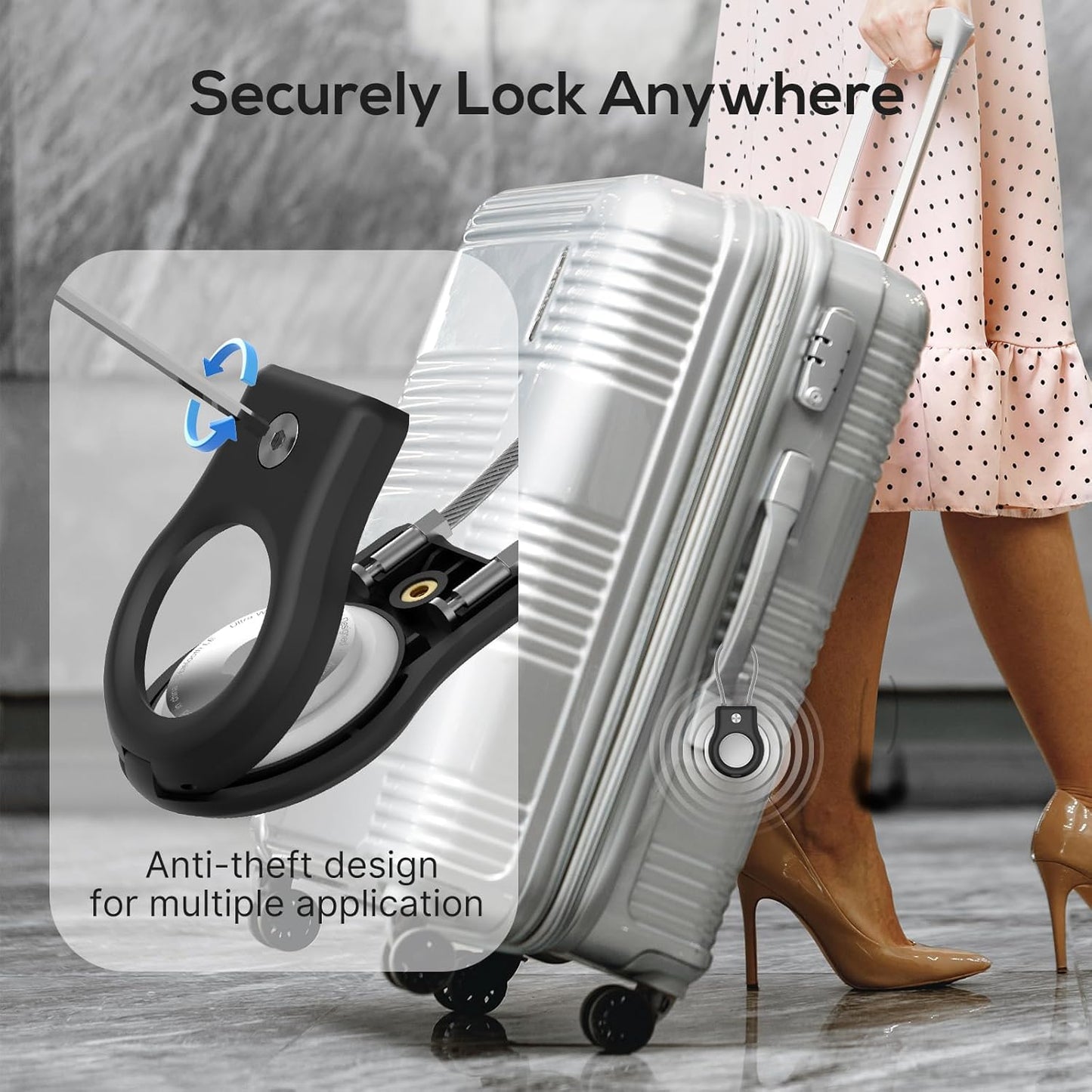 Air tag Holder,(4 Pack) Air tag Keychain with Secure Lock,Air Tags Case with Wire Cable for Apple Airtag,Anti-Lost Protective Case with Keyring for Luggage, Key, Pet, Bag, Black/Cyan