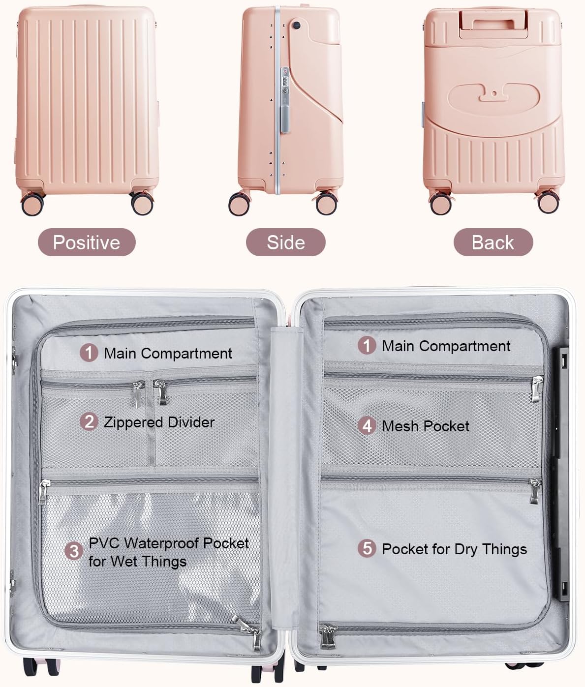 MRPLUM Ride On Luggage with Seat for Kids&Adults with Seat Belt,Hard Shell Lightweight Rolling Spinner Wheels Travel Luggage with TSA Lock,20 inch,Pink