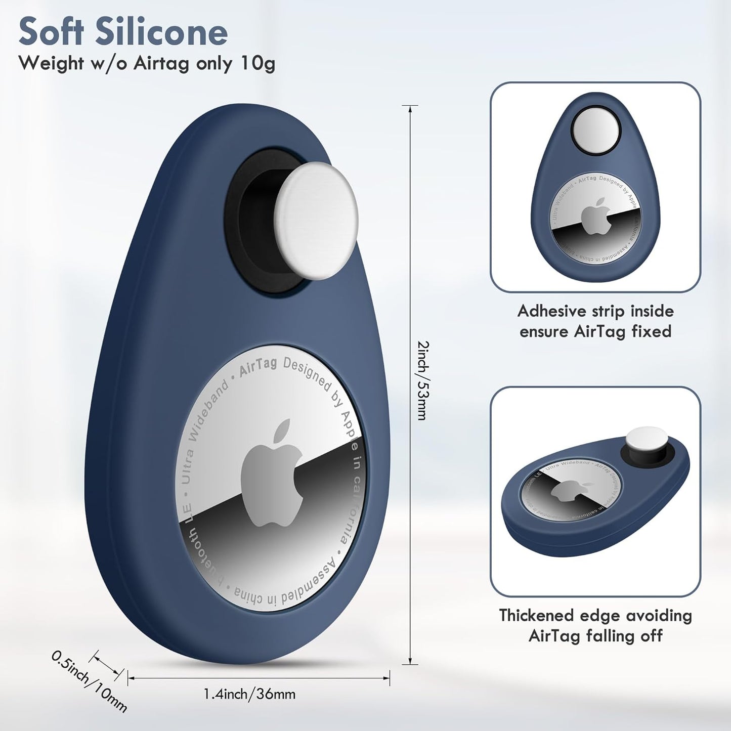 for Airtag Holder for Kids Hidden 2 Pack GPS Tracker Case, Anti-Removal Sercutiry Air Tag Case with Pins, GPS Cover Suitable for Children, Elderly, Pets, Backpack, Luggage (Navy Blue, White)