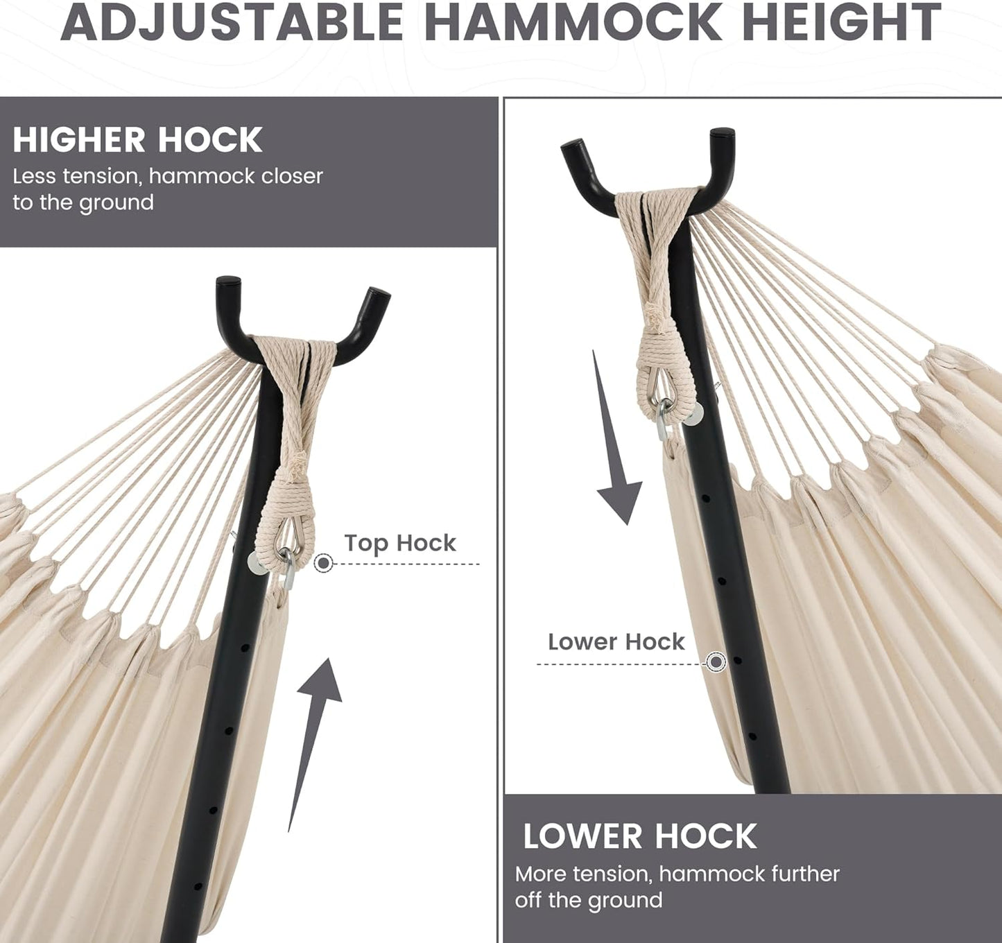 Lazy Daze Hammocks Double Hammock with 9ft Space-Saving Steel Stand Includes Portable Carrying Case, 450 Pounds Capacity (Natural)