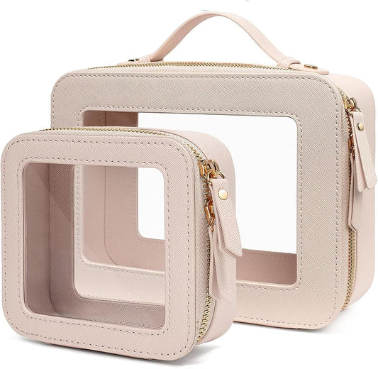 Clear Makeup Bag Small, TSA Approved Portable Toiletry Bag with Zipper Cosmetic Travel Bag Makeup Organizer Case Mini Makeup Pouch for Purse Car Organizer Bag for Women Men