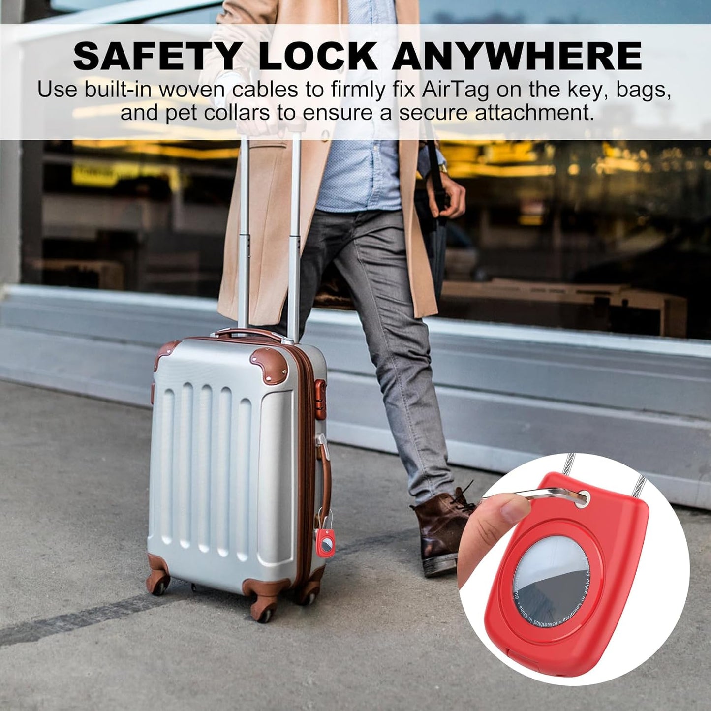 IPX8 Waterproof Airtag Holder Air Tag Case with Keychain, 4-Pack AirTags All-Round Protect Case for Apple Tag Tracker, Air Tags Holder for Luggage, Key, Pet, Backpack（4 Colors）