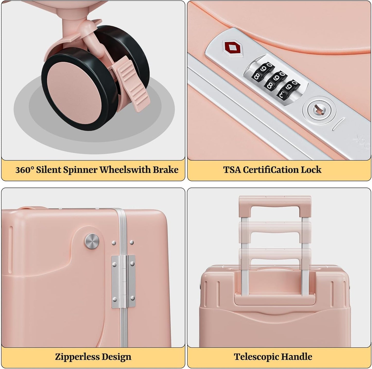 20" Hardshell Carry On Suitcase with Seat for Kids & Adults,Travel Luggage with Front Pocket & 4 Lockable Spinner Wheels, TSA Lock, USB Port, Luggage Cover, Safty Seatbelt