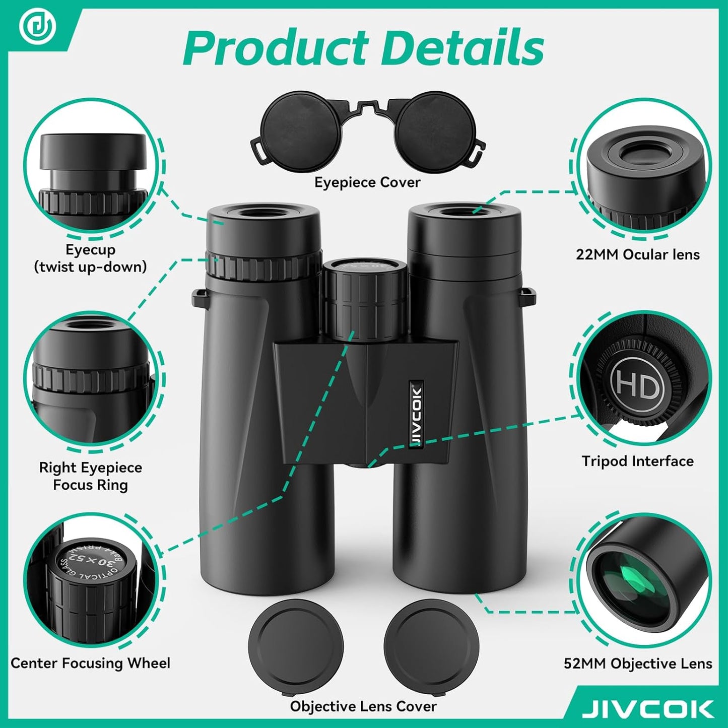 30x52 Binoculars for Adults - HD High Powered Binoculars with Phone Adapter and Tripod, Waterproof & Large View Telescope for Bird Watching, Hunting, Stargazing, Hiking, Travel, Sports
