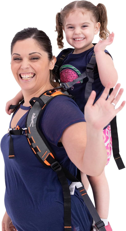 Piggyback Rider - Scout Standing Child Carrier Backpack for Events & Travel - Complete Parent & Child Set with Secure Safety Harness for Ages 2-4, Toddler Carrier Up to 50lbs