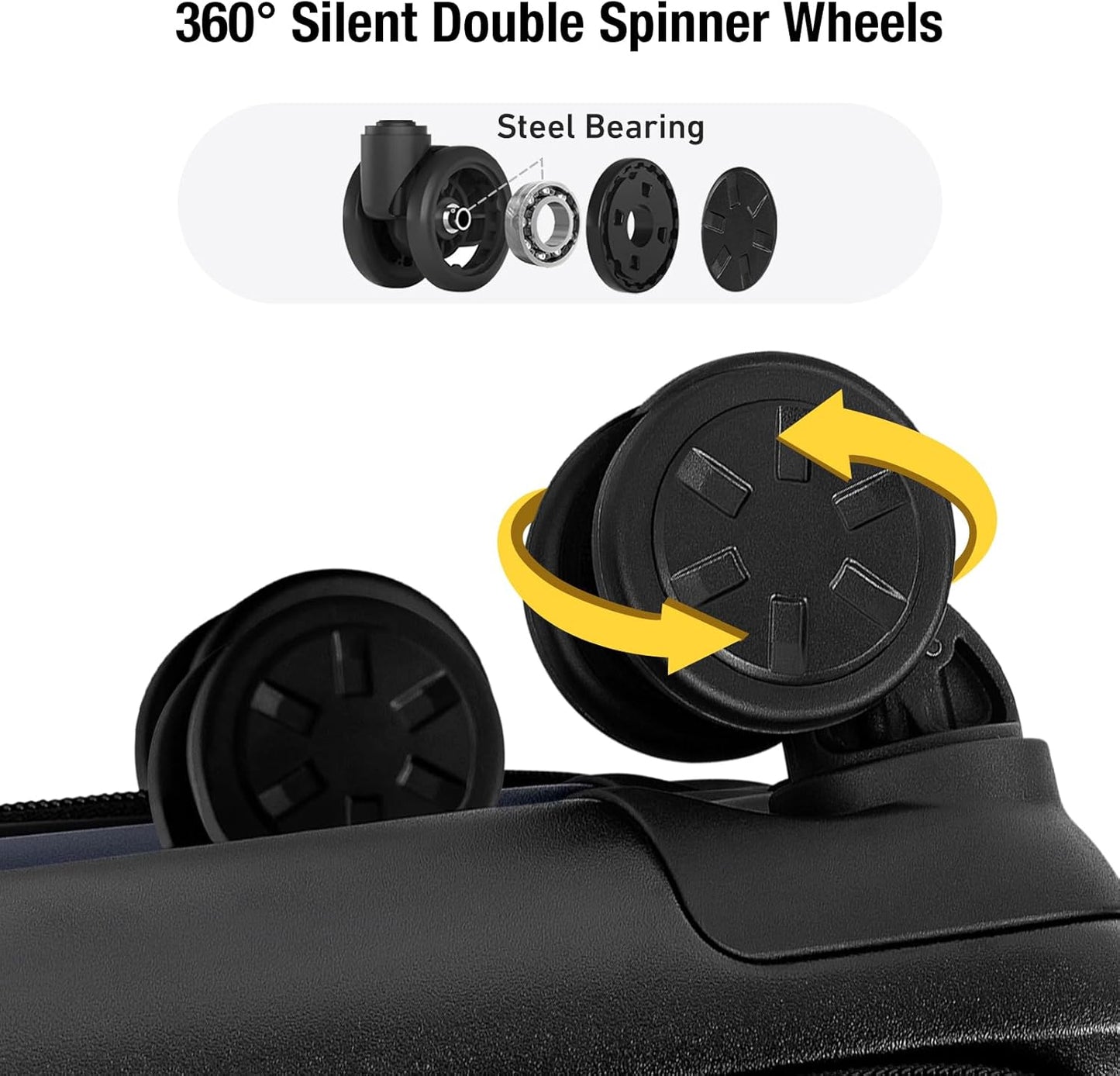 KYME 26-Inch Medium Checked Luggage, 100% PC Hardside Suitcase with TSA Lock & Double Spinner Wheels, Durable Travel Hard Shell for Men & Women (Black)