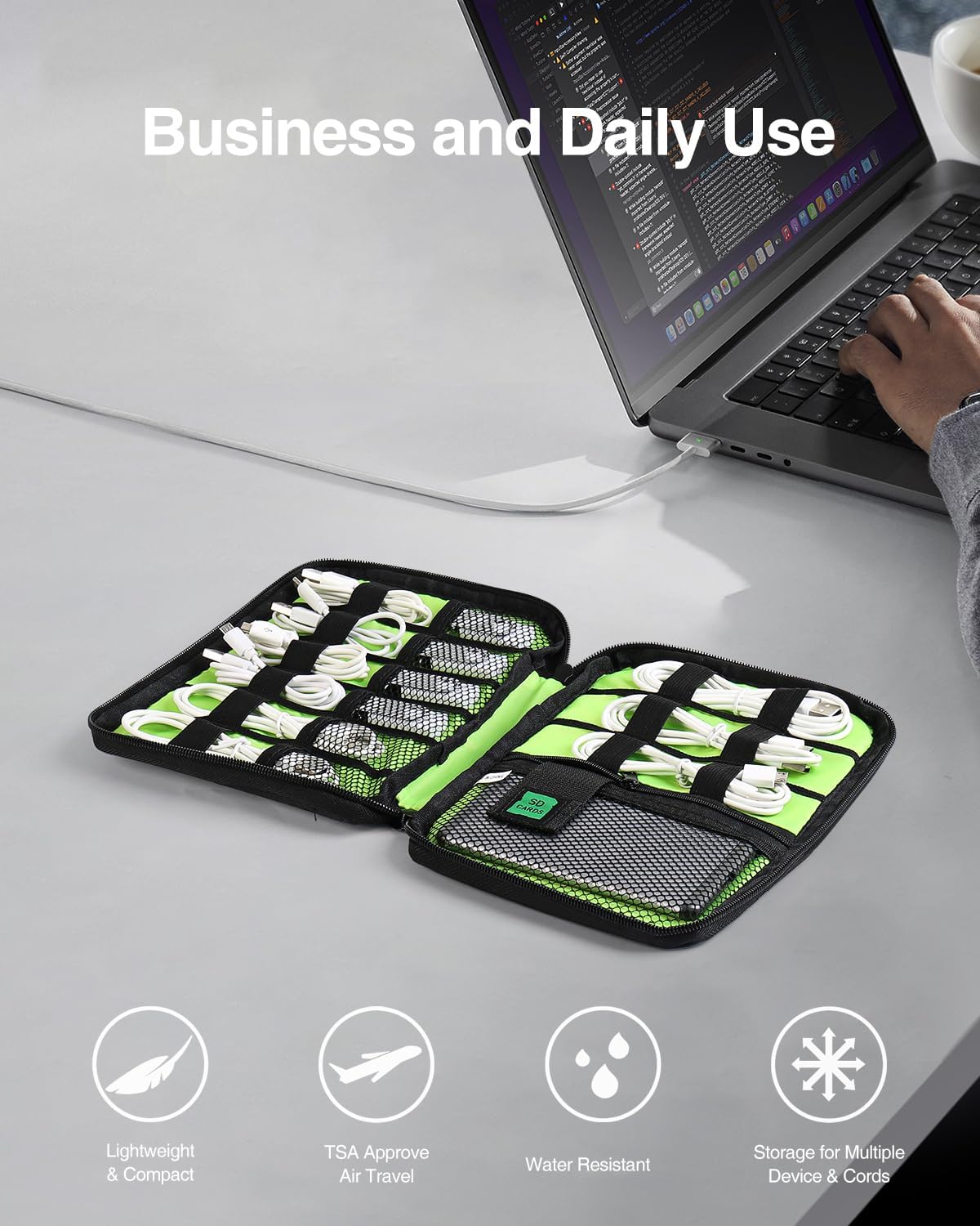 Luxtude Travel Cable Organizer Bag, Flat Cord Organizer Bag, Portable Electronics Case, Travel Essentials for Wire/Cord Storage/Charger Case/Cable Storage/Tech Accessories Pouch/Tech Gifts