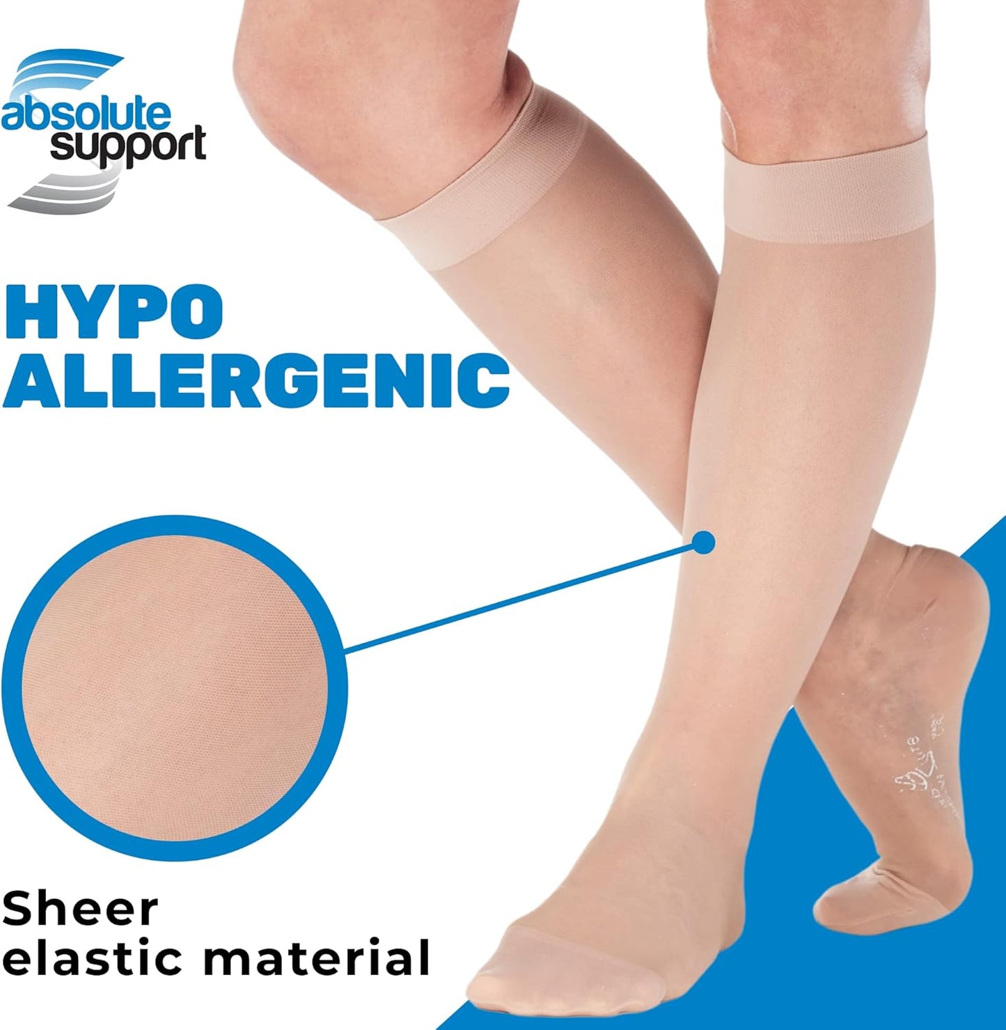 (3 Pairs - Closed Toe) Made in USA - Compression Socks for Women 15-20mmHg - Sheer Compression Knee High Stockings for Post Surgery, Pregnancy, Arthritis, Edema - Natural, Large - A101NA3-3