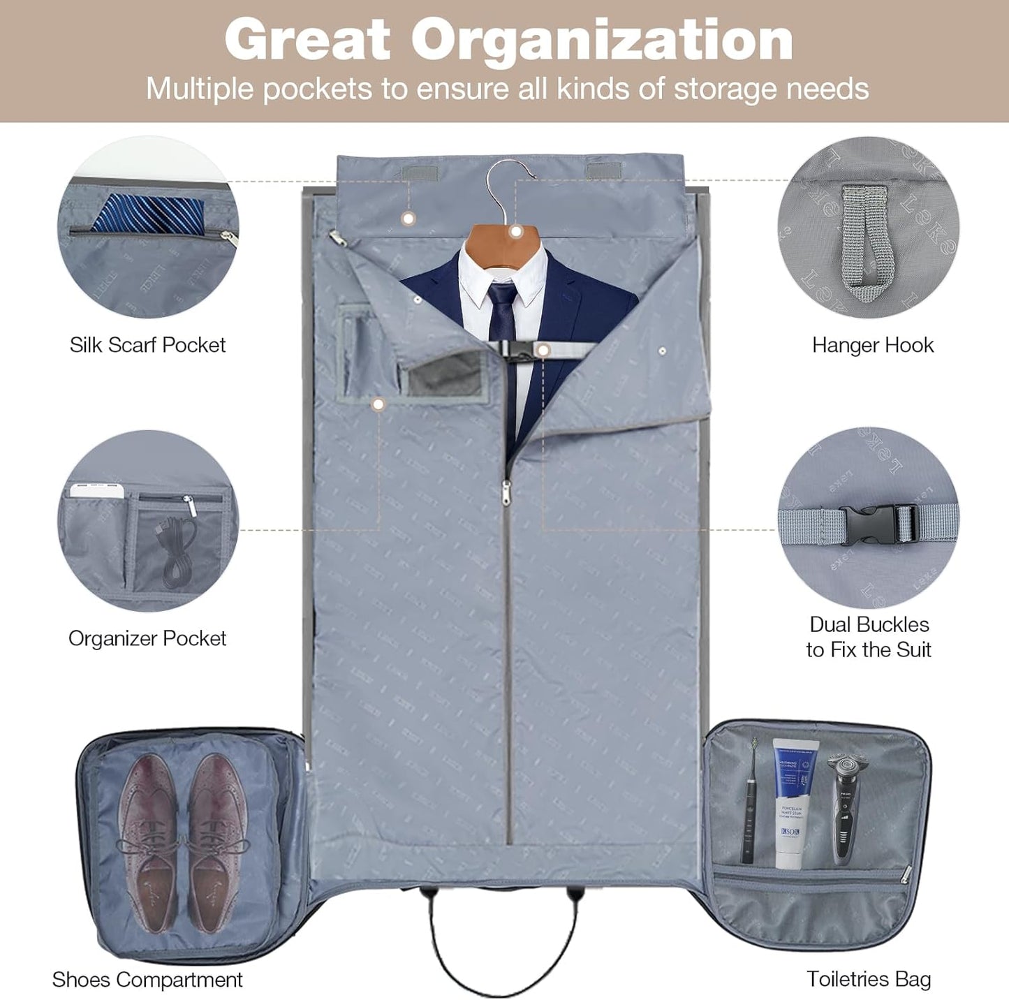 Garment Bags with Wheels, Garment Convertible Weekender Bags, Large Garment Bags for Travel, Duffle Luggage Bag Garment Bag (Army Green, Medium)