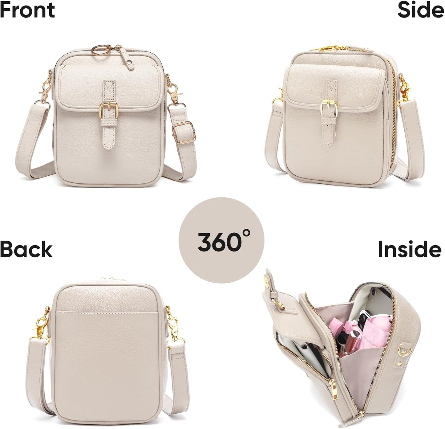 1060 Leather Crossbody Bags for Women Anti-Theft Vegan Purse with Card Slots, Travel Shoulder Bag, Waterproof Crossbody Purse