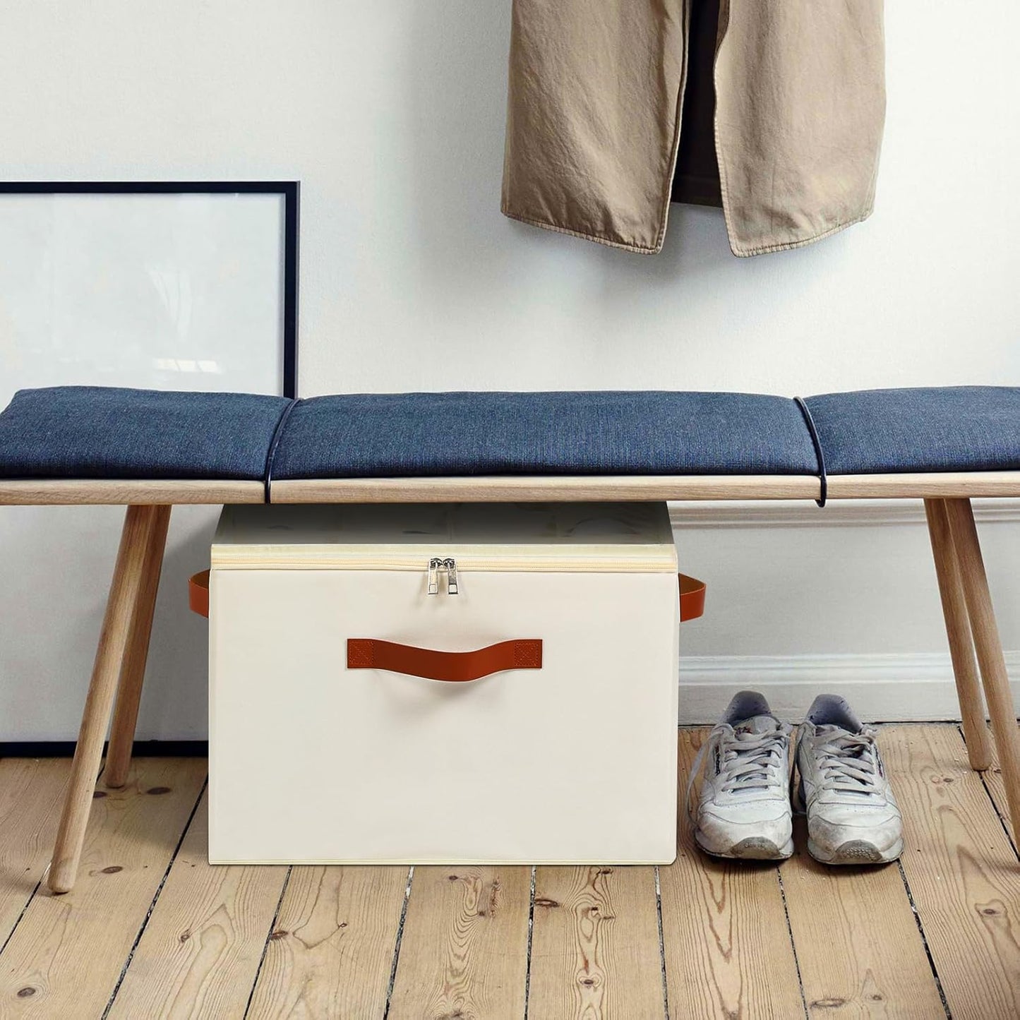 Shoe Organizer for Closet, Foldable Shoe Storage Bins with Clear Cover, Large Shoe Box Storage Container with Adjustabele Dividers, Fits up to 16 Pairs, White