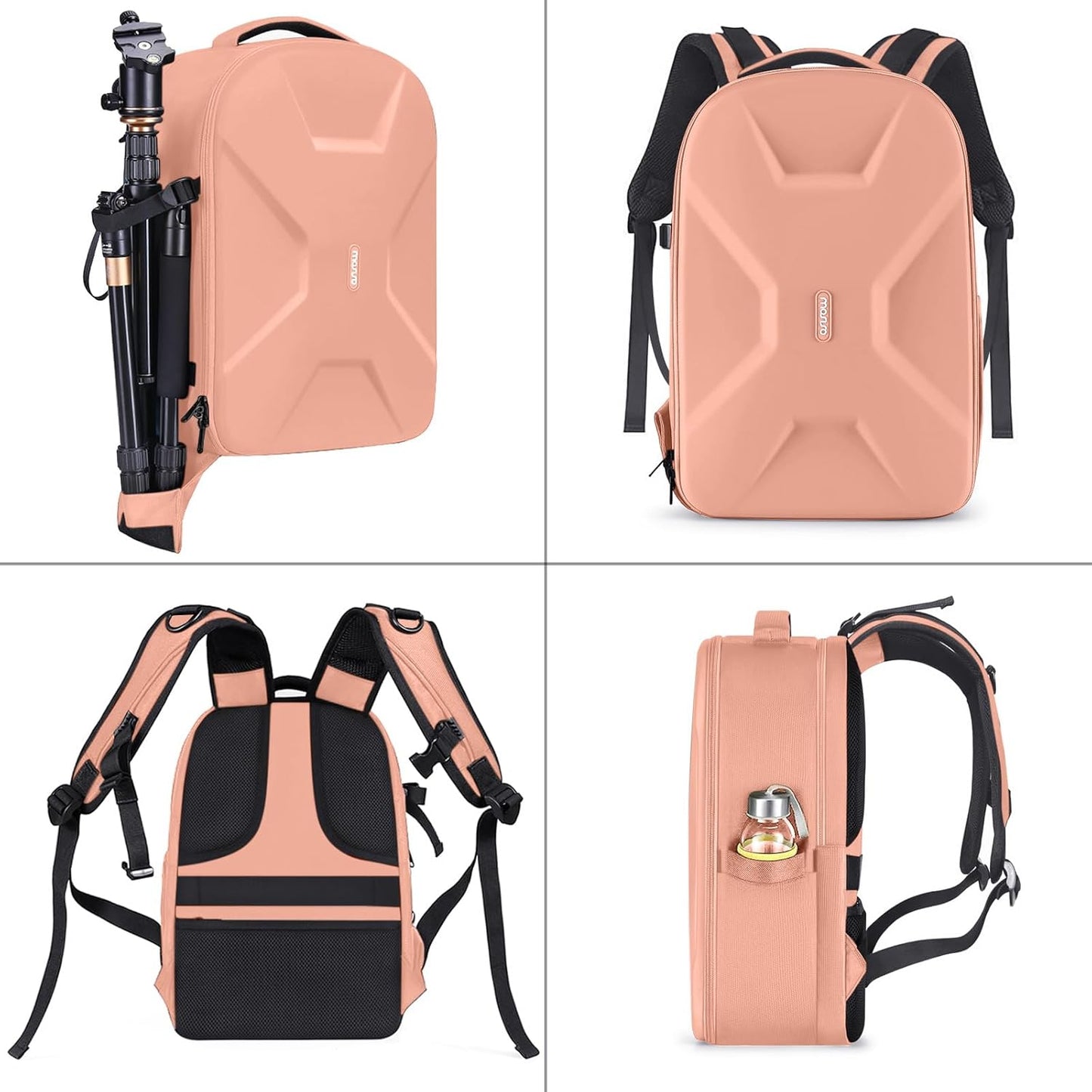 MOSISO Camera Backpack, DSLR/SLR/Mirrorless Photography Camera Bag 15-16 inch Waterproof Hardshell Case with Tripod Holder&Laptop Compartment Compatible with Canon/Nikon/Sony, Salmon Pink
