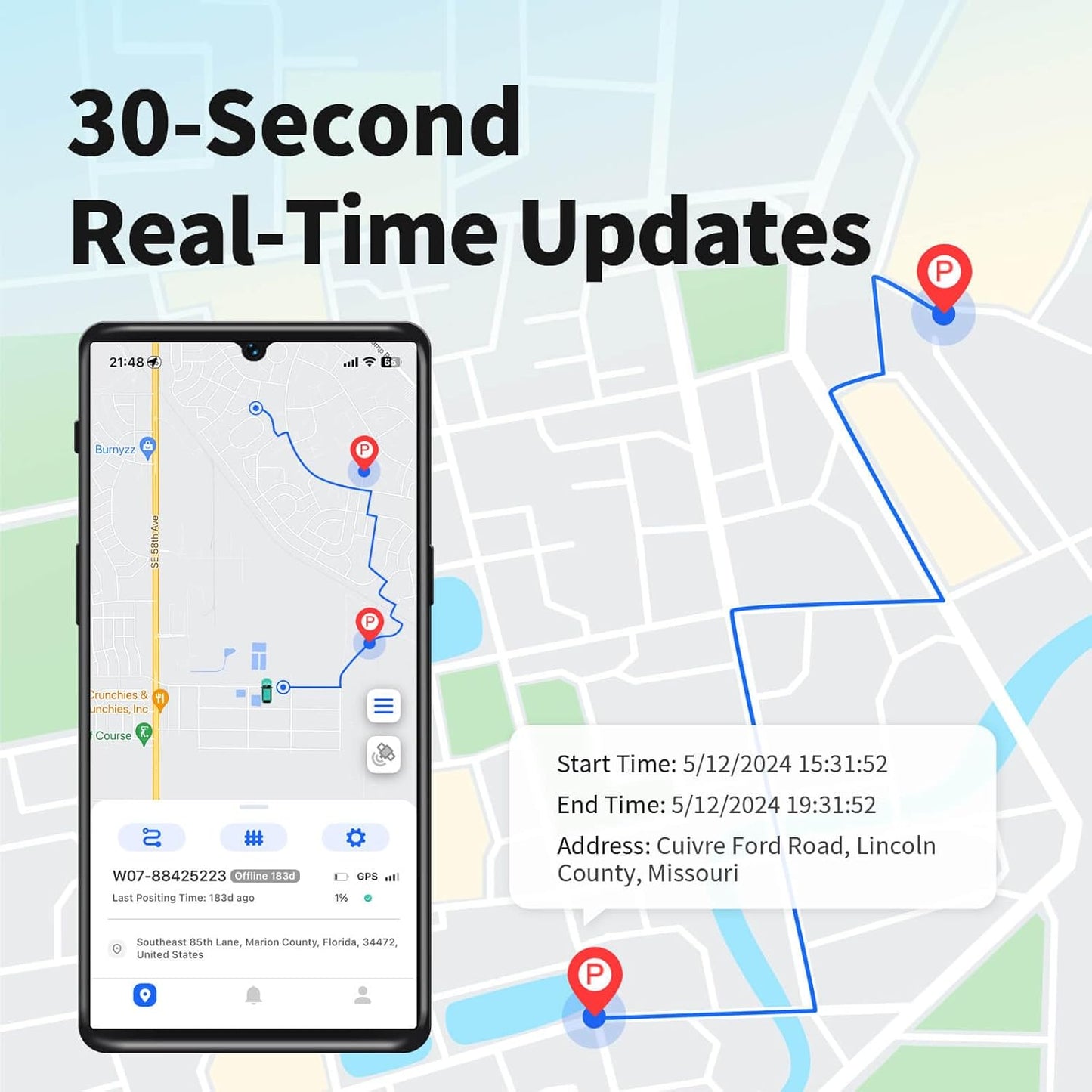 GPS Tracker for Vehicles, No Monthly Fee, No Subscription, Long Battery Life, 4G SIM Card and Data Included, Trip History, GeoFence, Driving Alerts, Magnectic