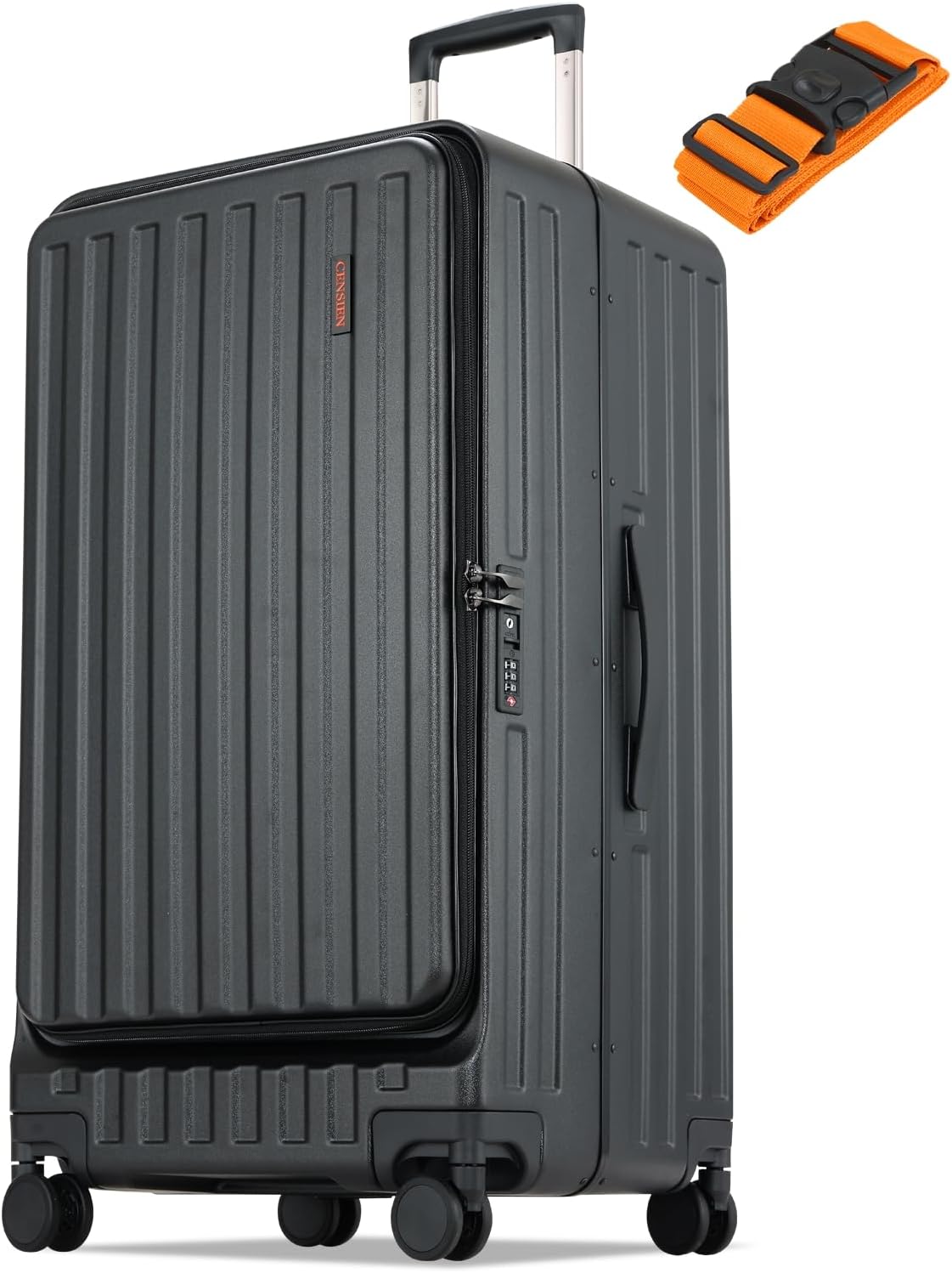 Checked Luggage, Large Suitcase 29 Inch Trunk Luggage with Spinner Wheels, Lightweight ABS+PC Hard Shell with Aluminum Frame, Top Opening, TSA Lock (Black, 1PC)