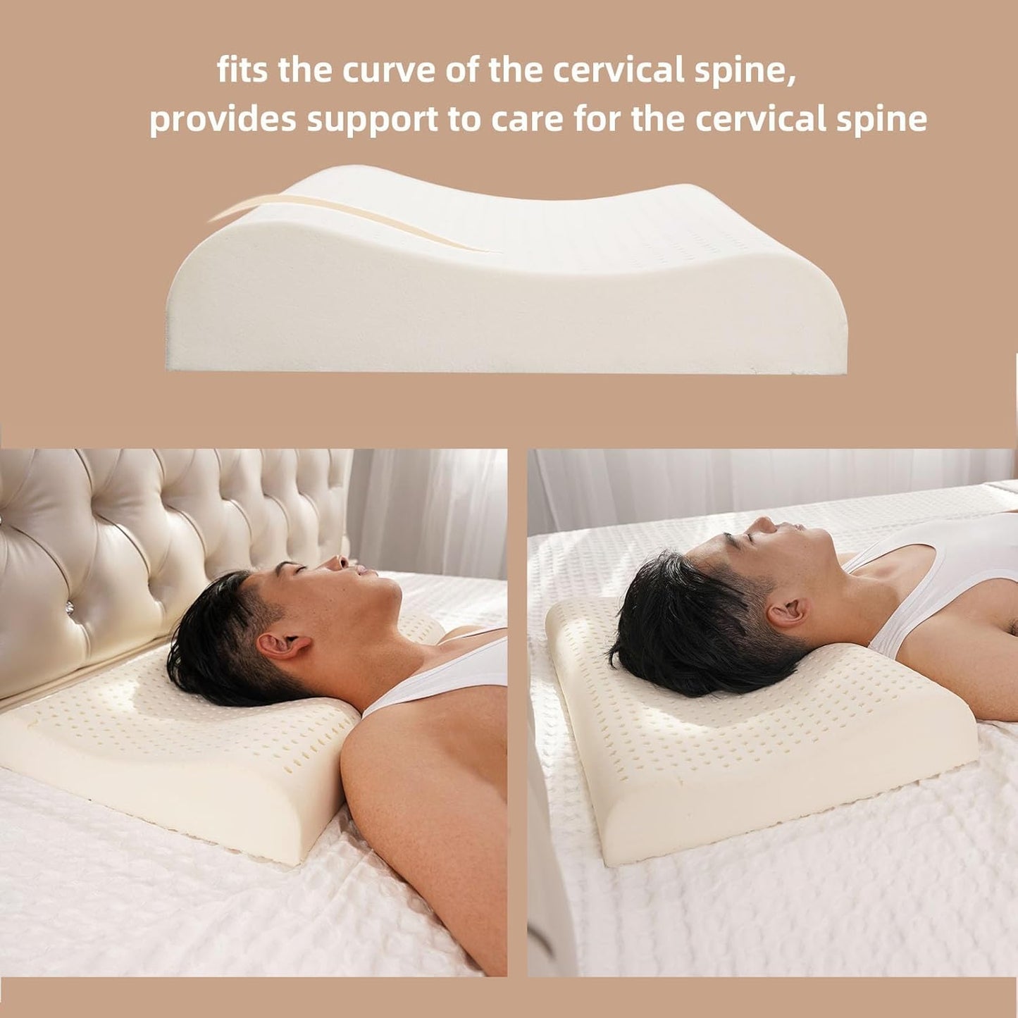 Ultra Thin Nature Latex Foam Pillow-Bouncy Yet Sturdy Soft and Supportive，Ultra Slim Cervical Neck Contour Pillow for Back Sleepers，for Neck Shoulder Pain Relief(23.6"×15.7"×3.1"/3.9")
