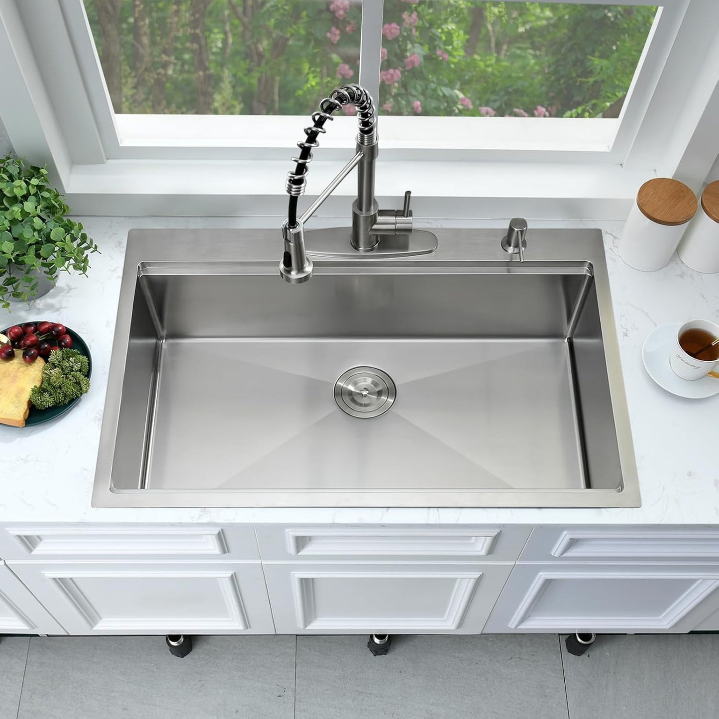 33x22 Drop In Kitchen Sink Workstation-Bokaiya Stainless Steel Kitchen Sink 33x22 Top Mount Drop In Workstation 16 Gauge 10" Handmade Deep Single Bowl Kitchen Sinks with Cutting Board