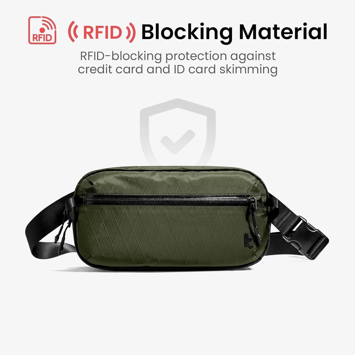 tomtoc 3.5L X-Pac Sling Bag with RFID Blocking, Crossbody Bag Minimalist Chest Shoulder Pack for Men/Women, Water-resistant Lightweight Casual Funny Pack for Travel/Daily Commute